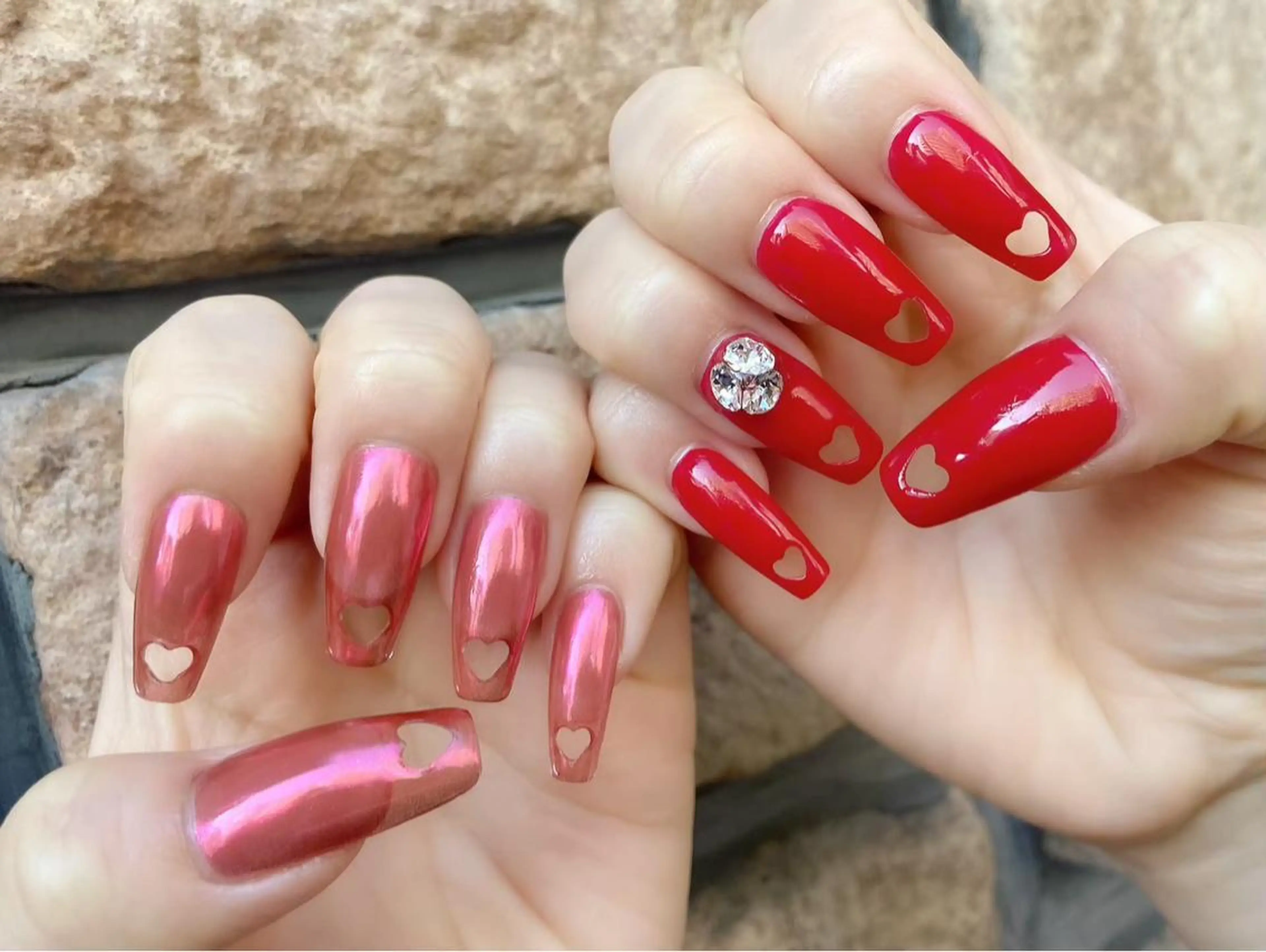 ネイル ハート ハンドネイル ハンドケア nailsalon mintのネイルデザイン