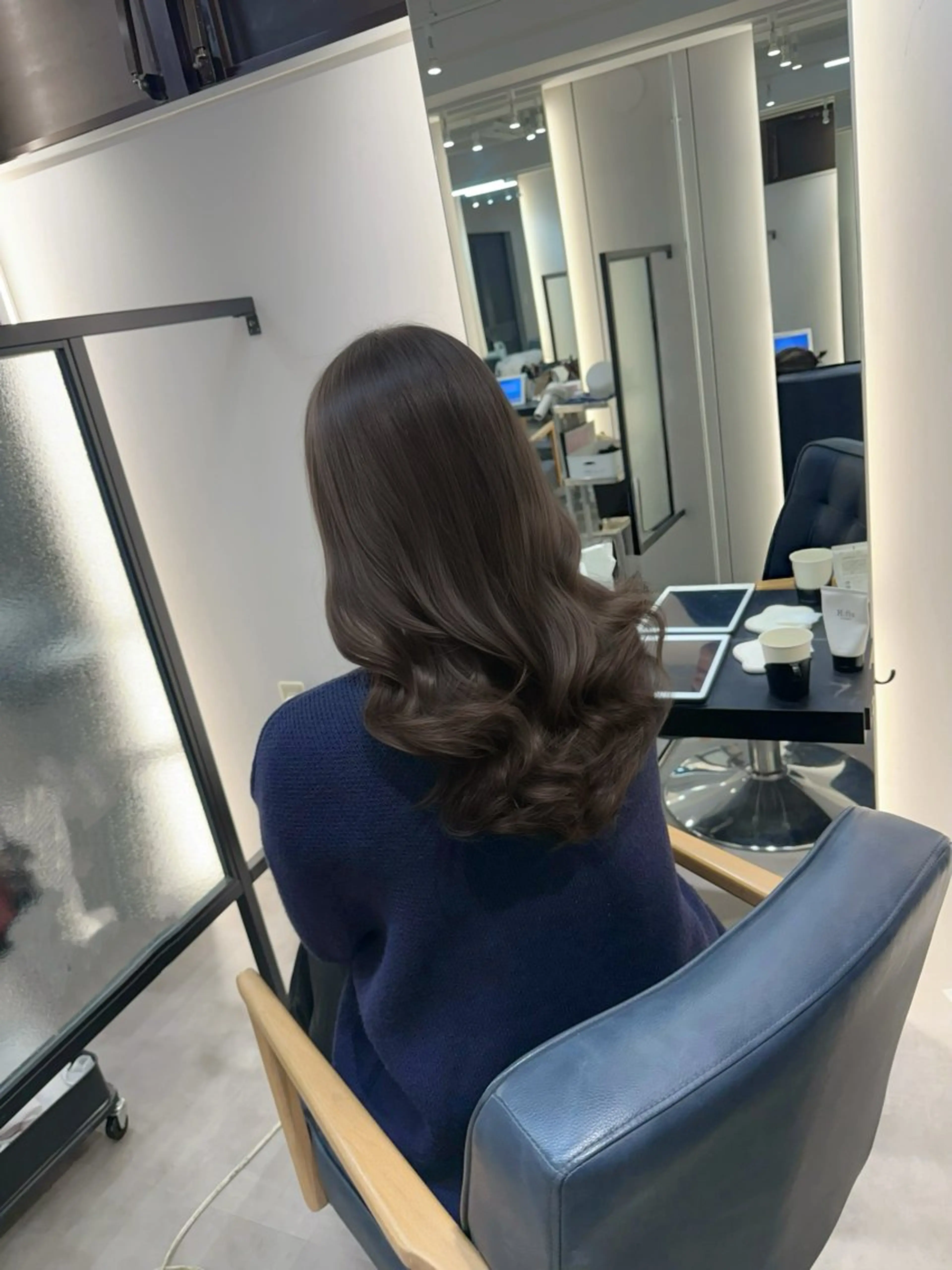 セミロング カラー パーマ カット ヘアカラー パーマ 韓国ヘア/韓国風 パーマ/kazueのヘアスタイル