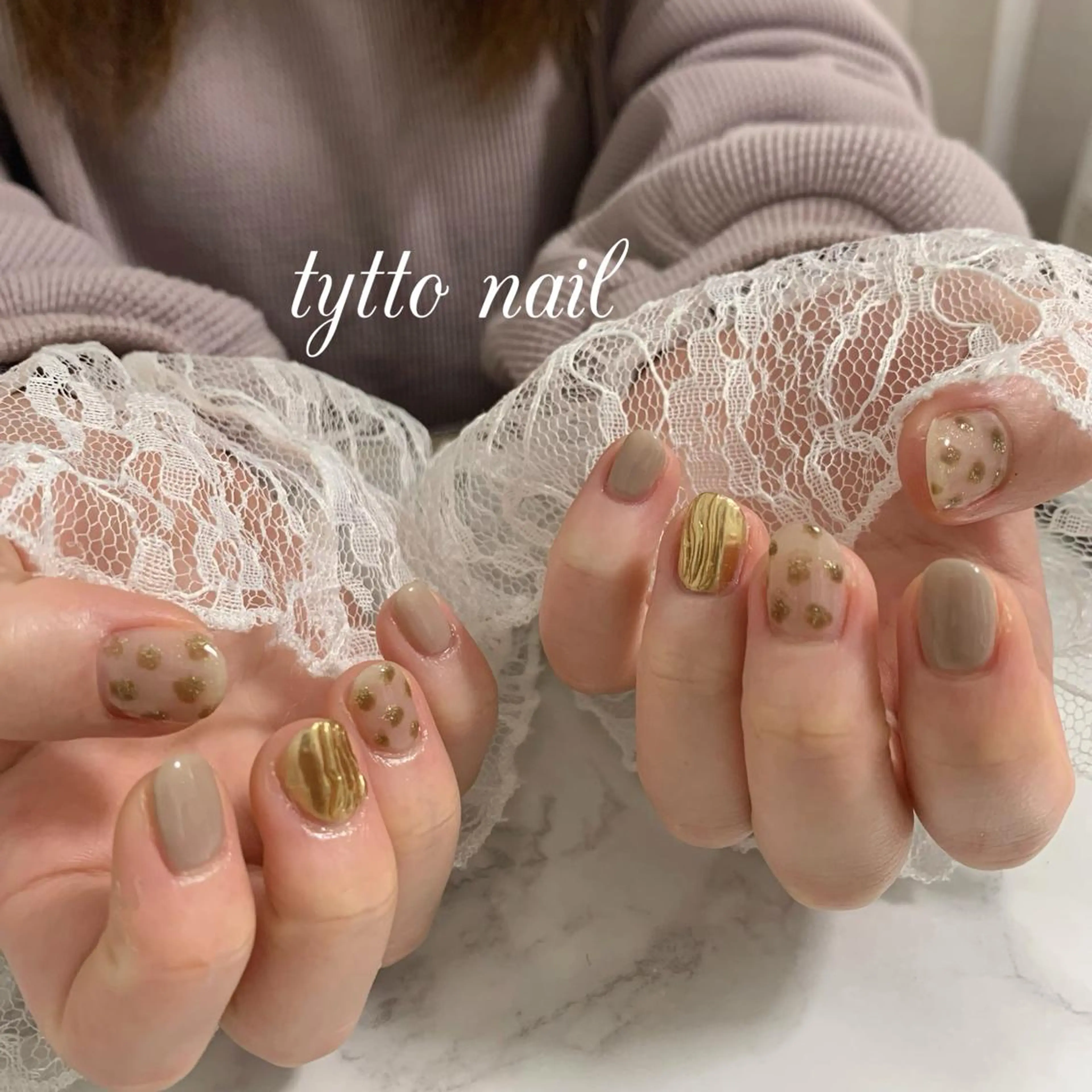 ネイル ブラウン ミラーネイル 冬ネイル ハンドネイル tytto nail ❤︎‪‪eri‪‪のネイルデザイン