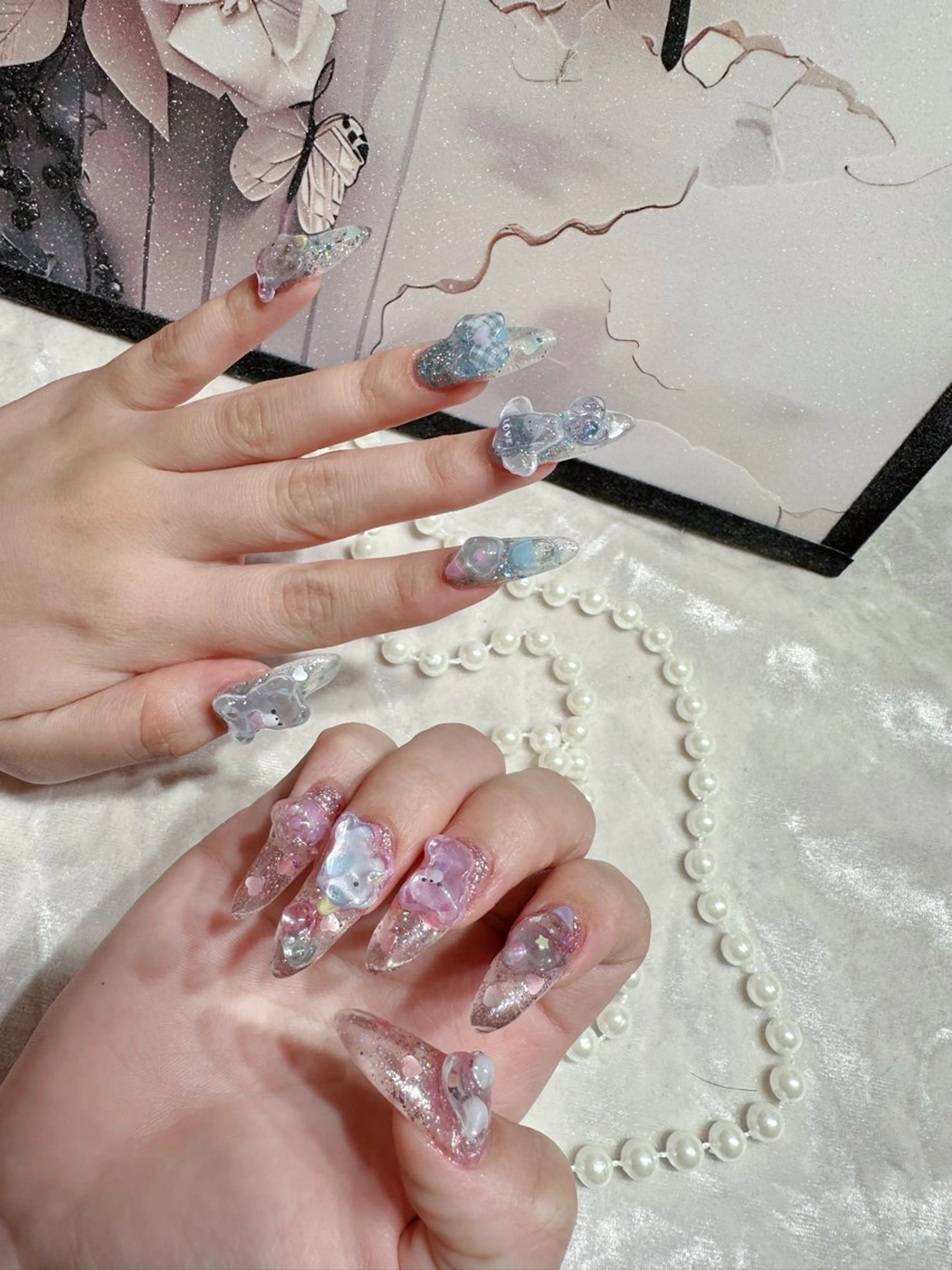 ネイル アートネイル フットネイル ジェルネイル ハート マグネットネイル Babarla Nailのネイルデザイン