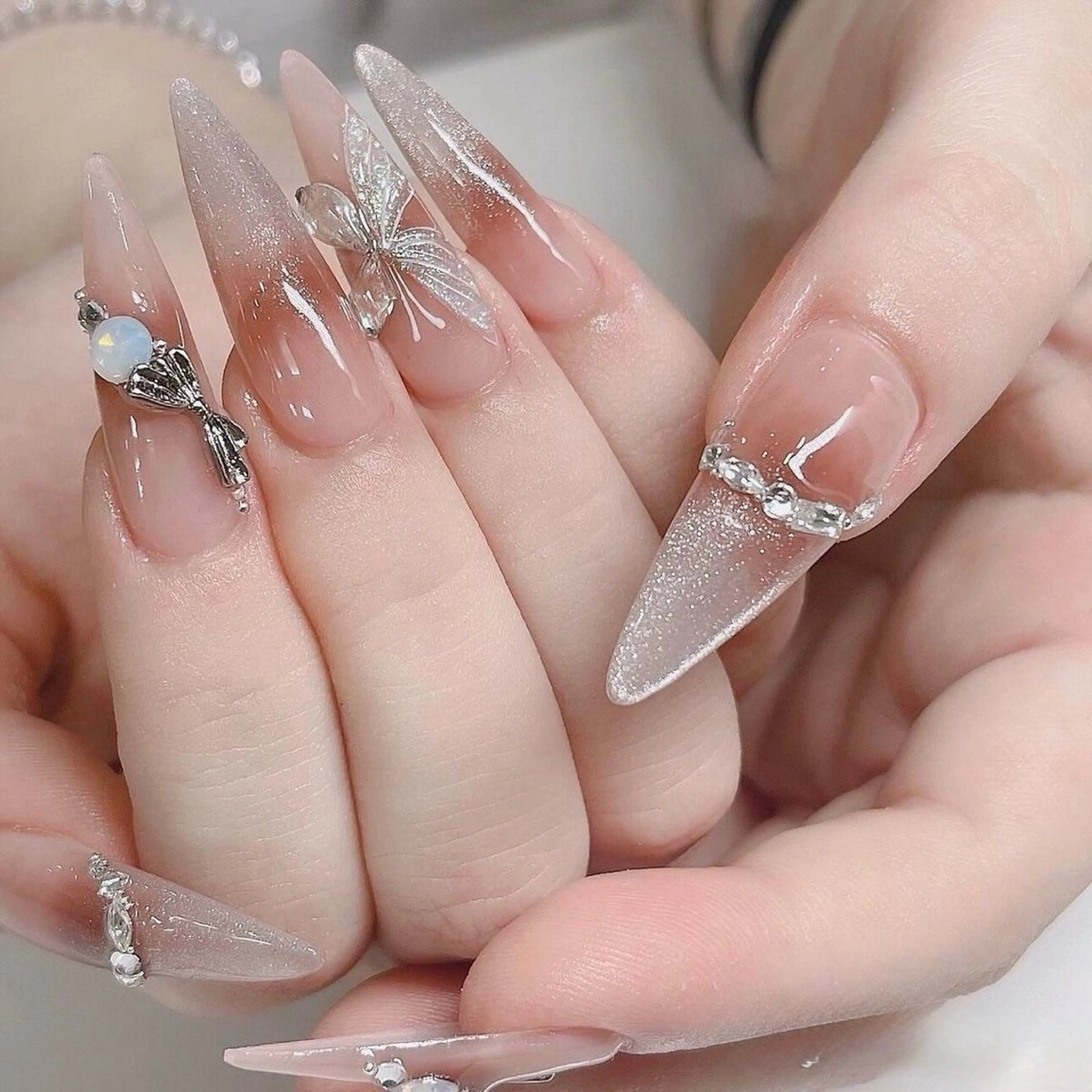 ネイル アートネイル オーロラネイル ブルー チークネイル フットネイル ハンドネイル NICY NAIL 池袋のネイルデザイン