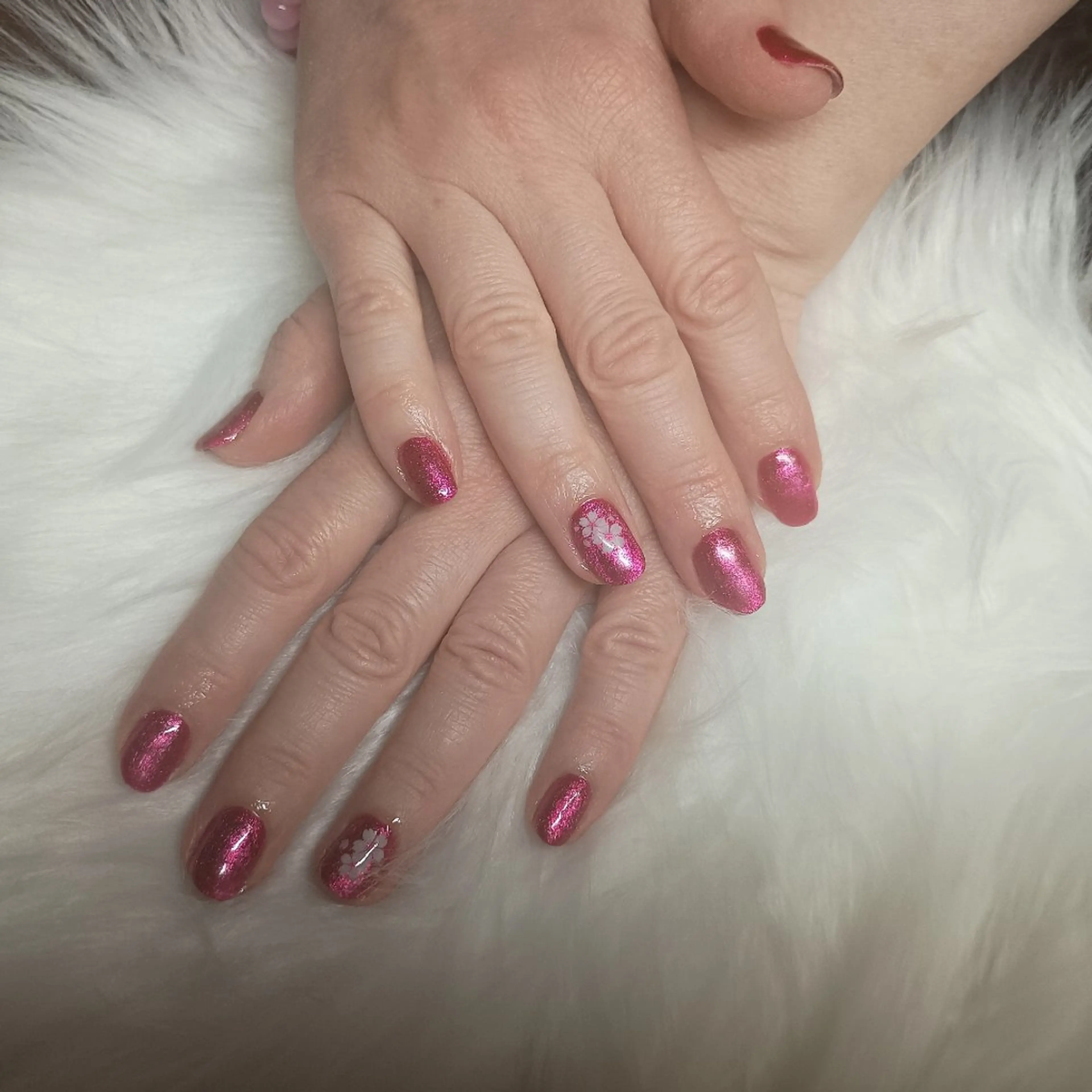 マグネットジェル（春ネイル）＋シール＋オフなしの写真