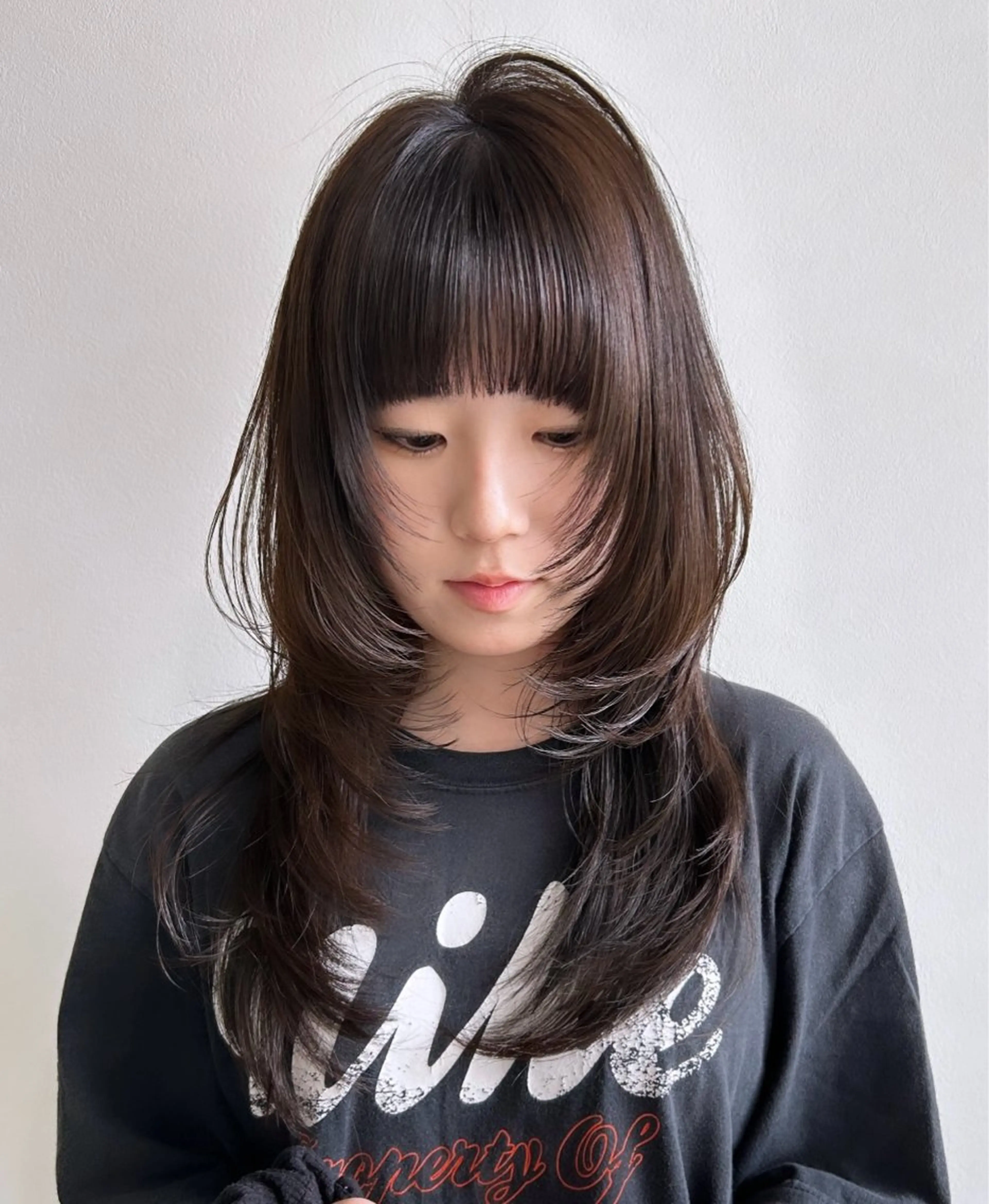 セミロング カラー ハイレイヤー レイヤーカット risako🇰🇷 韓国ヘア/レイヤーのヘアスタイル