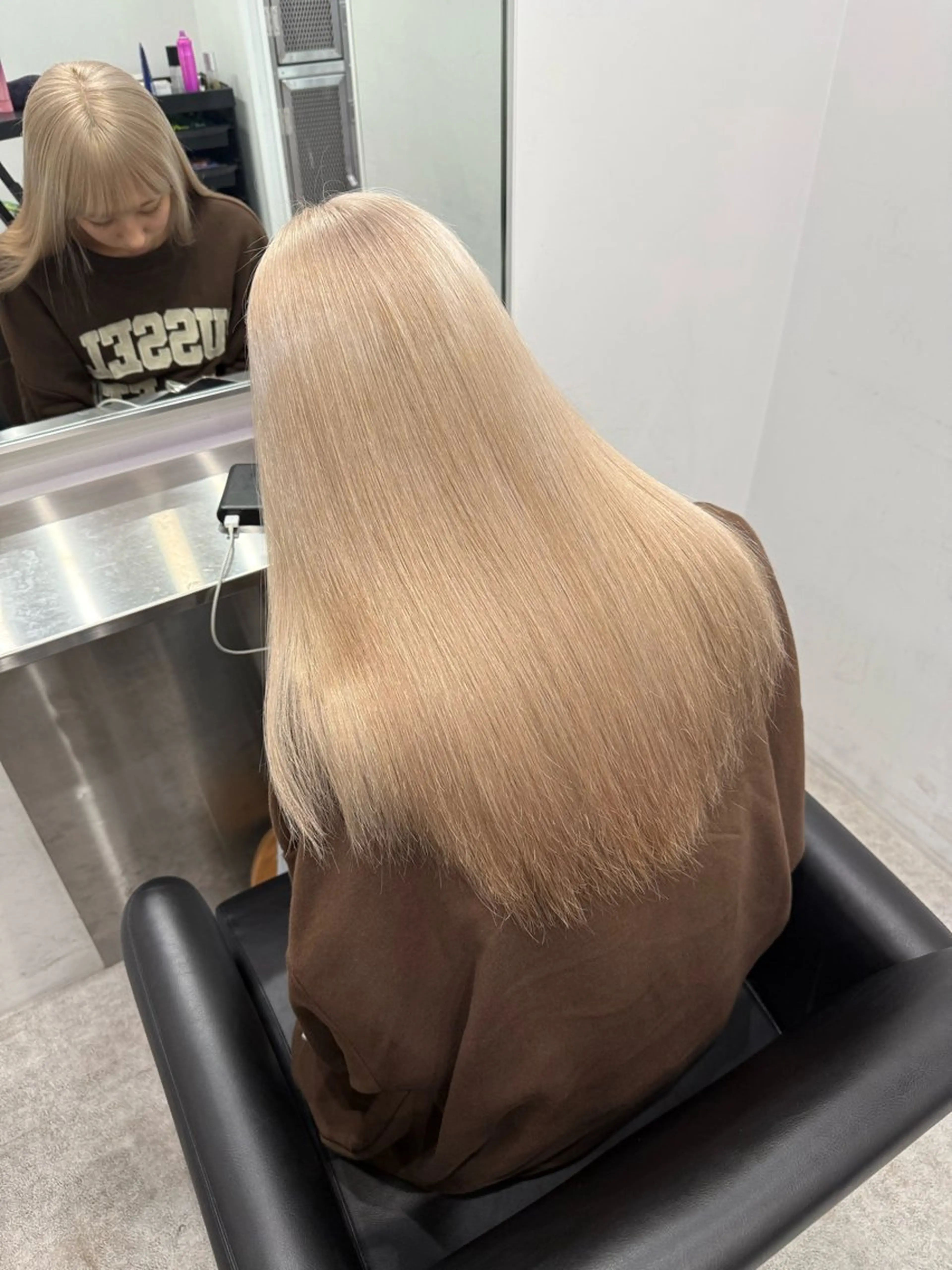 ミディアム カラー ベージュカラー ホワイトベージュ ヘアカラー 【🥀履歴修正🥀】 ハイトーン職人/拓真のヘアスタイル