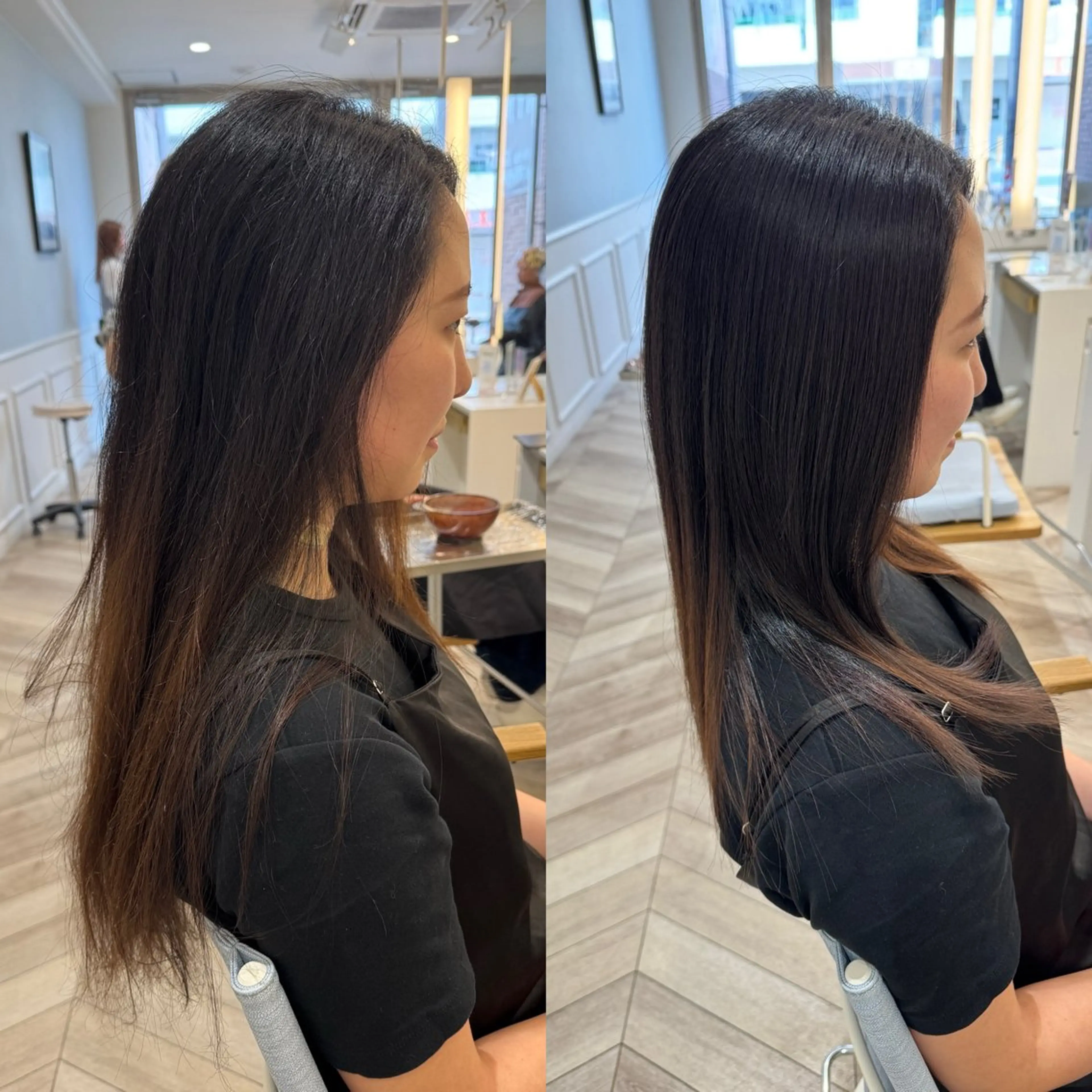 セミロング パーマ カット 縮毛矯正 トリートメント 縮毛矯正/白髪ぼかし ショートボブ/鈴木のヘアスタイル