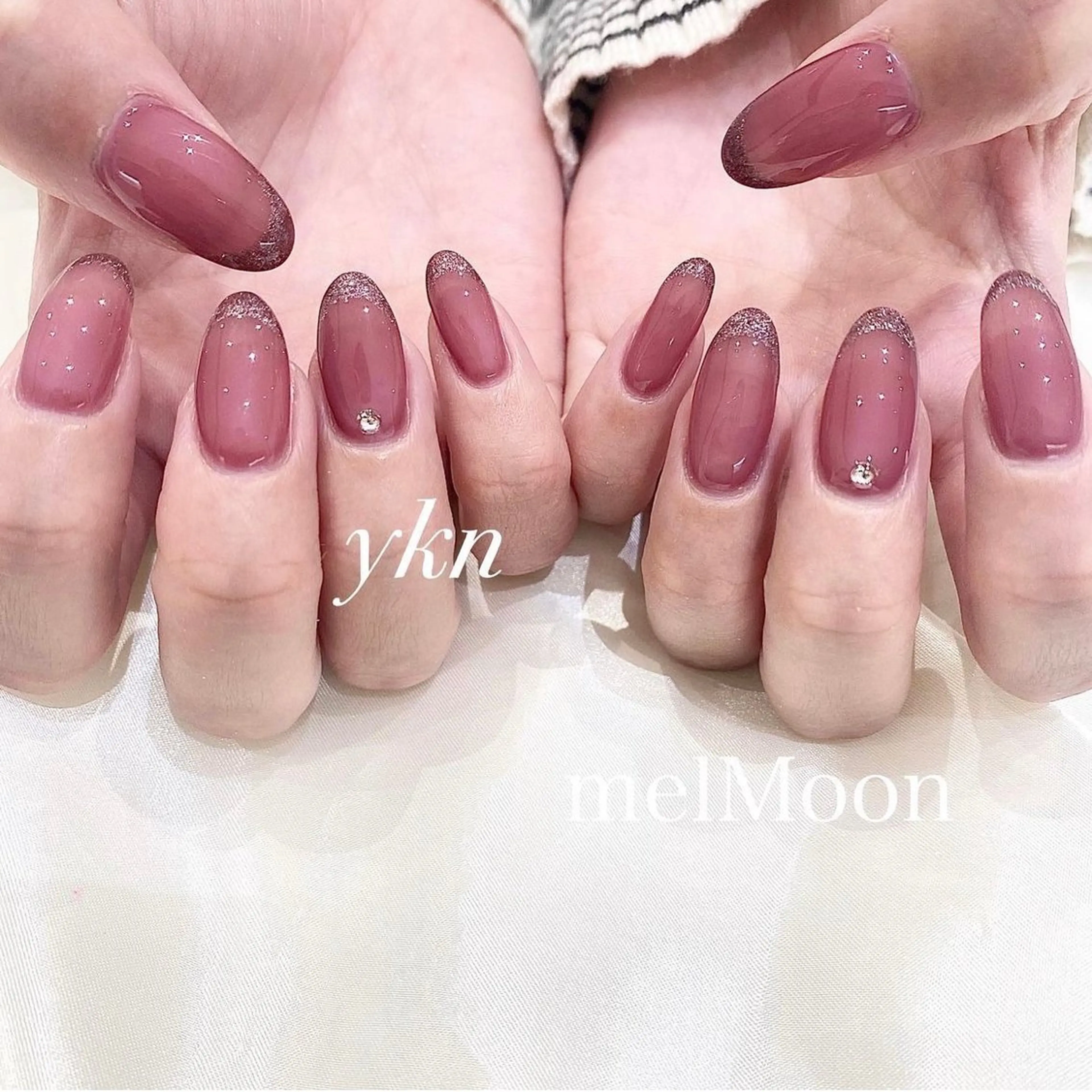 ネイル フレンチネイル ラメ(グリッター) ハンドネイル melMoon .のネイルデザイン