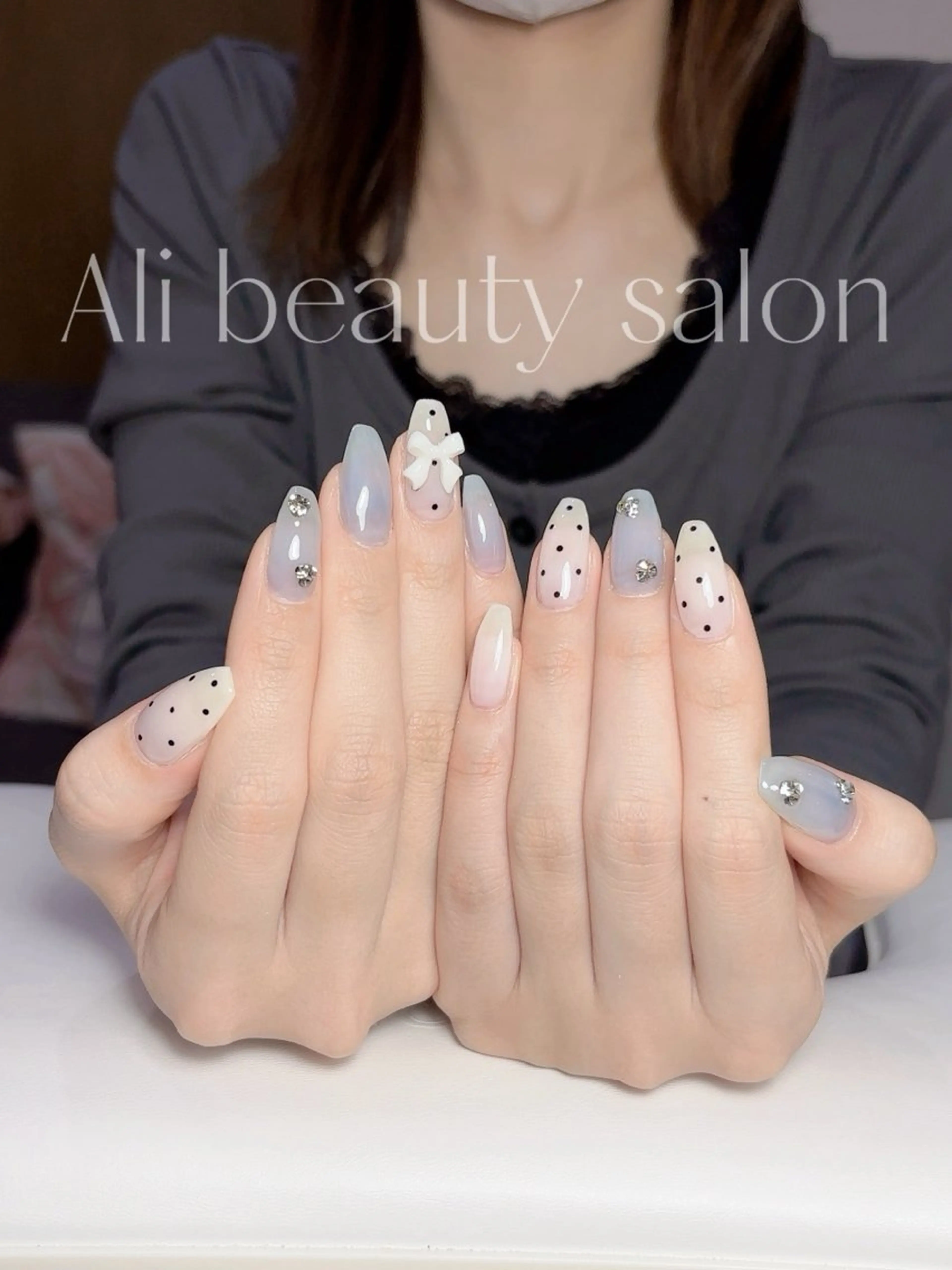 ネイル リボン シンプルネイル ハンドネイル Ali 新小岩 ネイル専門のネイルデザイン