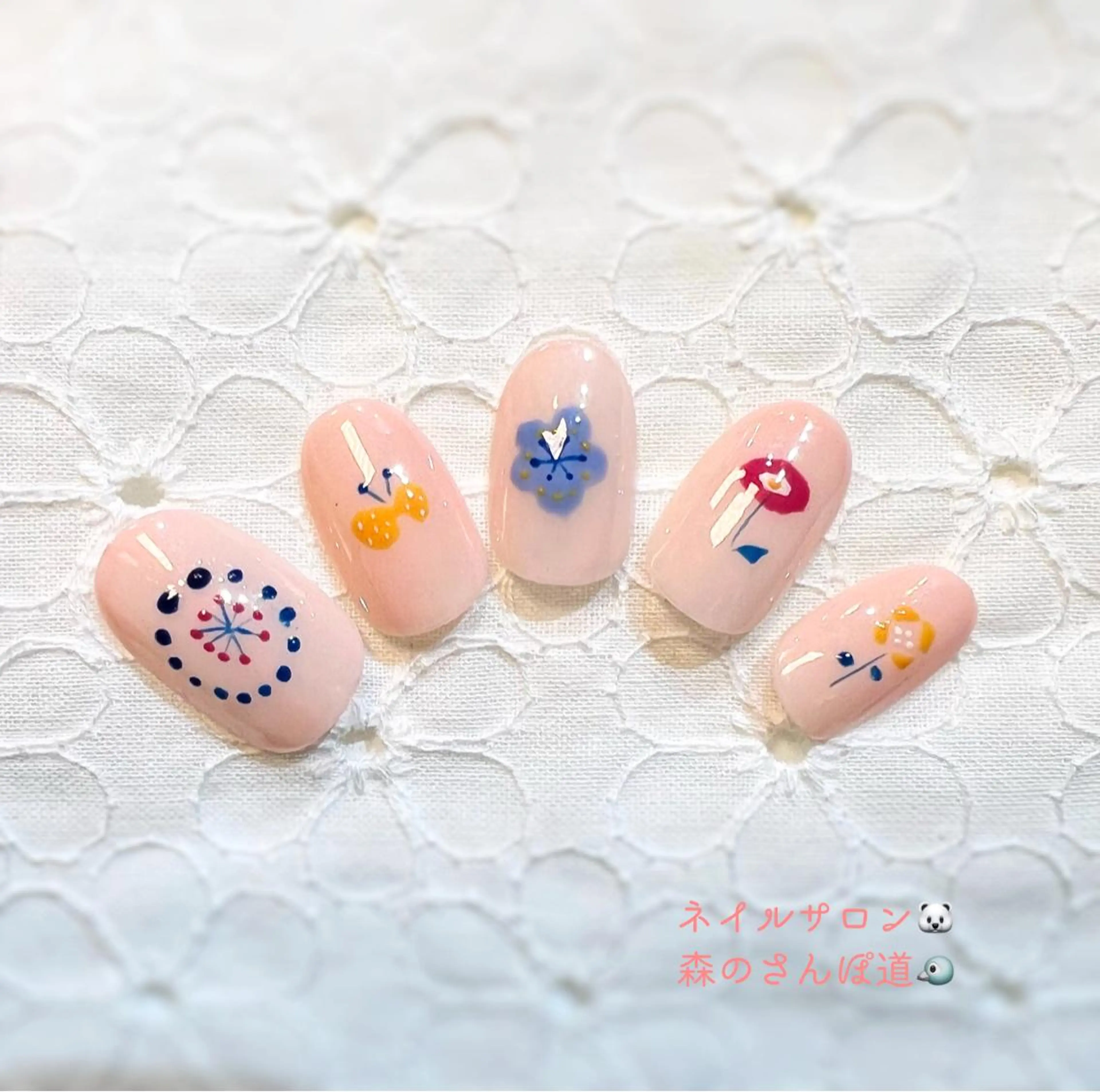ネイル ショートネイル 森のさんぽ道のネイルデザイン