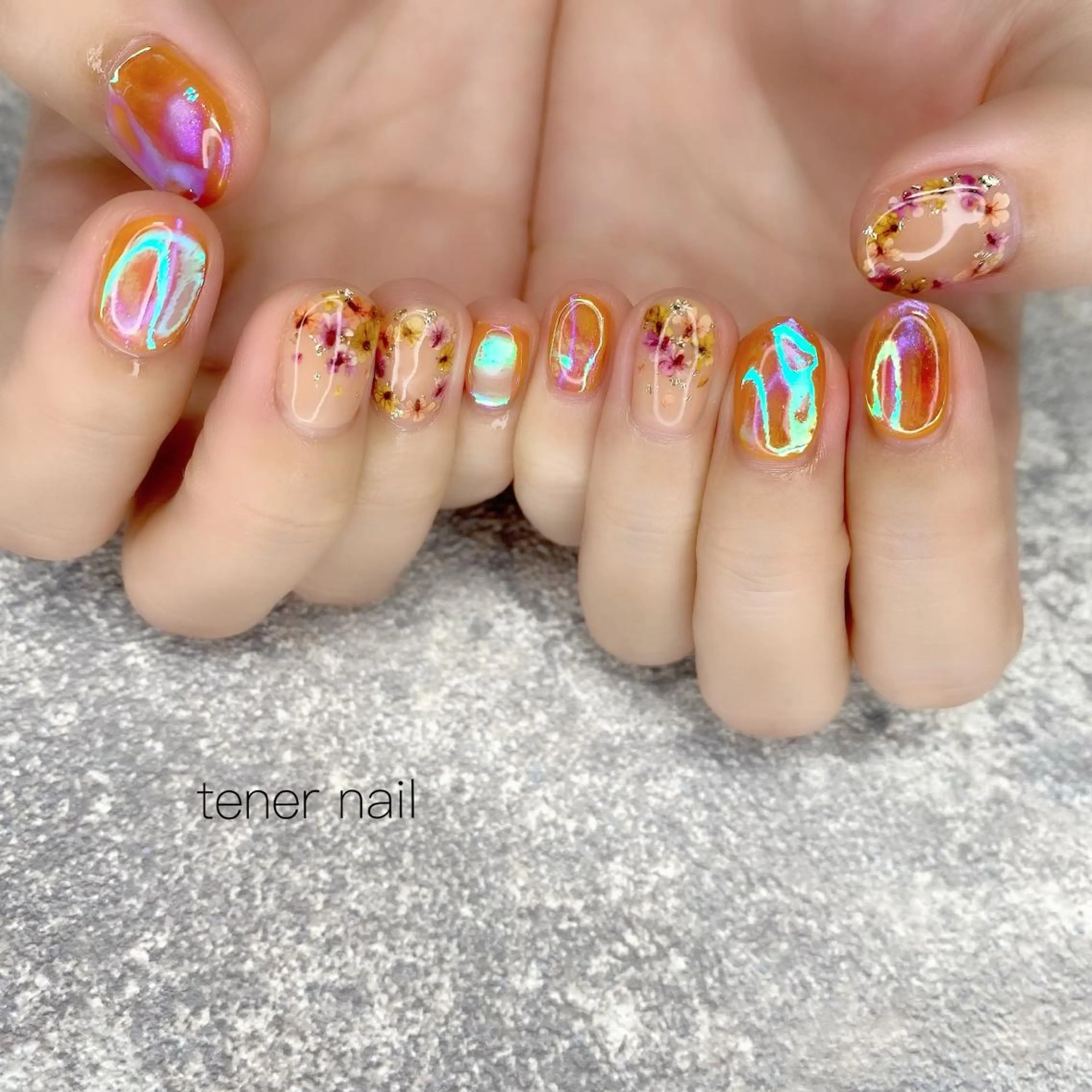 ネイル フラワーネイル 氷ネイル・うるうるネイル テネルネイル tener nailのネイルデザイン
