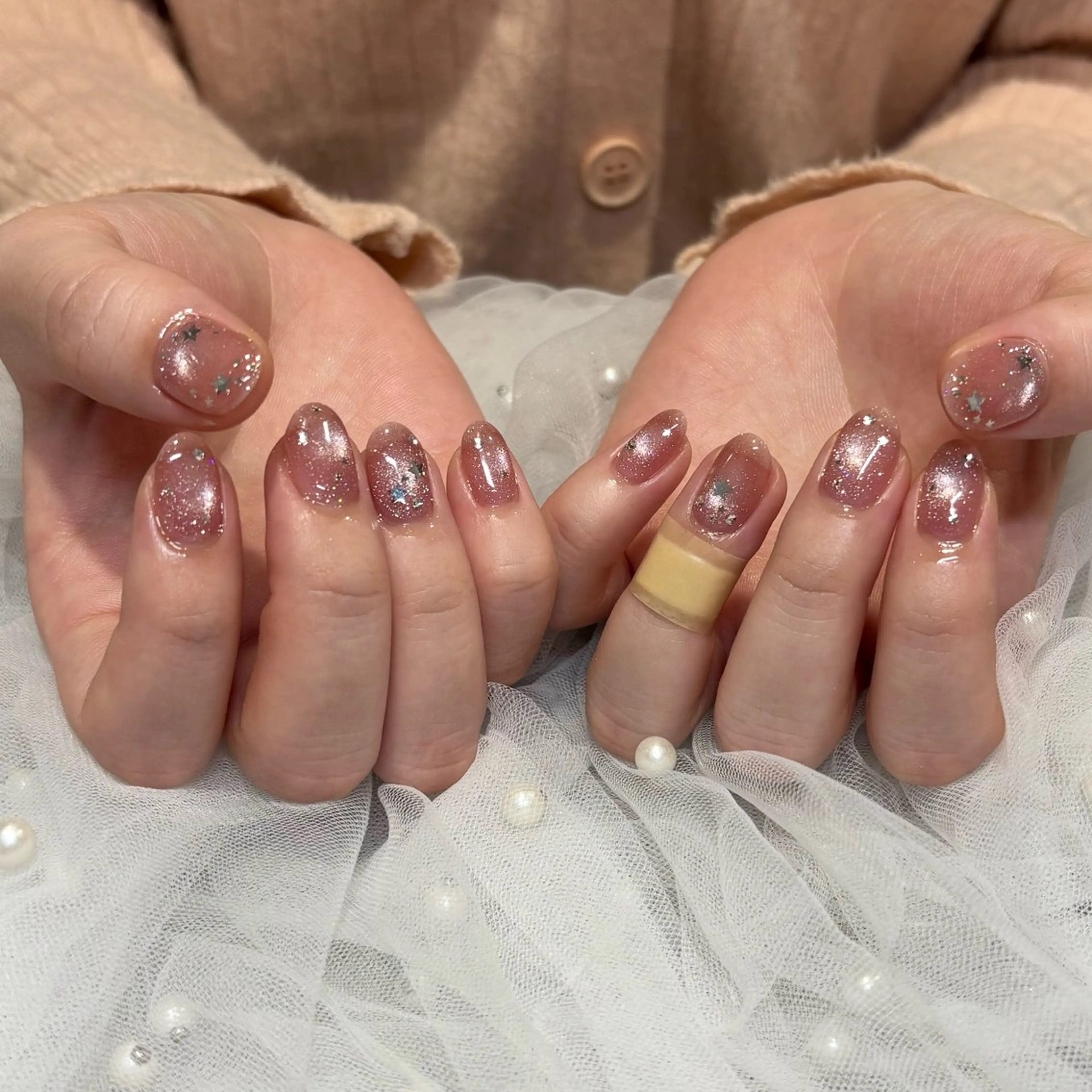 ネイル フラッシュネイル フラッシュマグ ピンク ハンドネイル 荒巻 めいのネイルデザイン