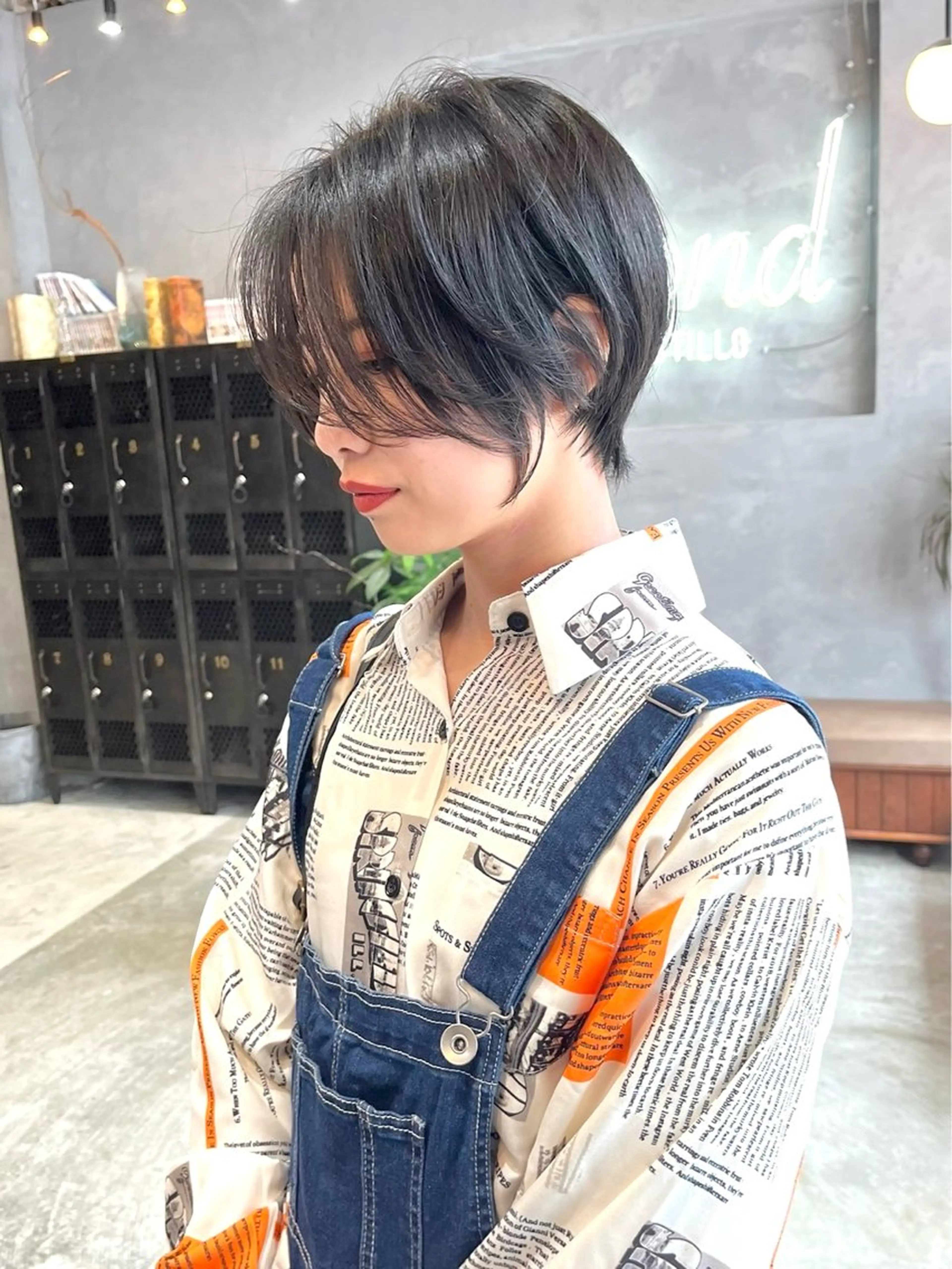 ショート ショートボブ 韓国風カラー ボブ くびれヘア エギョモリ ボブ/顔周りカット /縮毛矯正/鈴木隆太のヘアスタイル