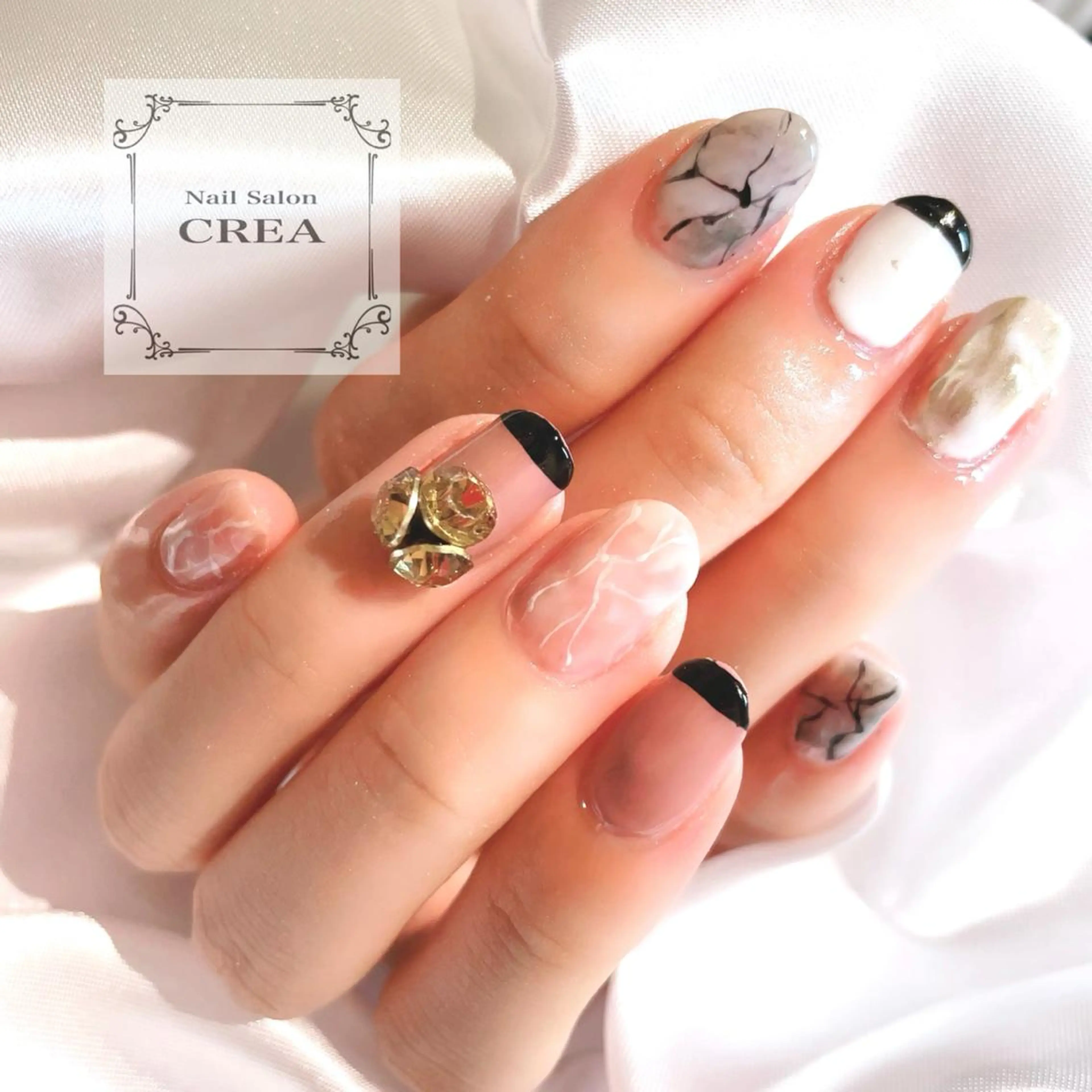 ネイル ジェルネイル 大理石ネイル(マーブル) ハンドネイル NailSalon CREAのネイルデザイン