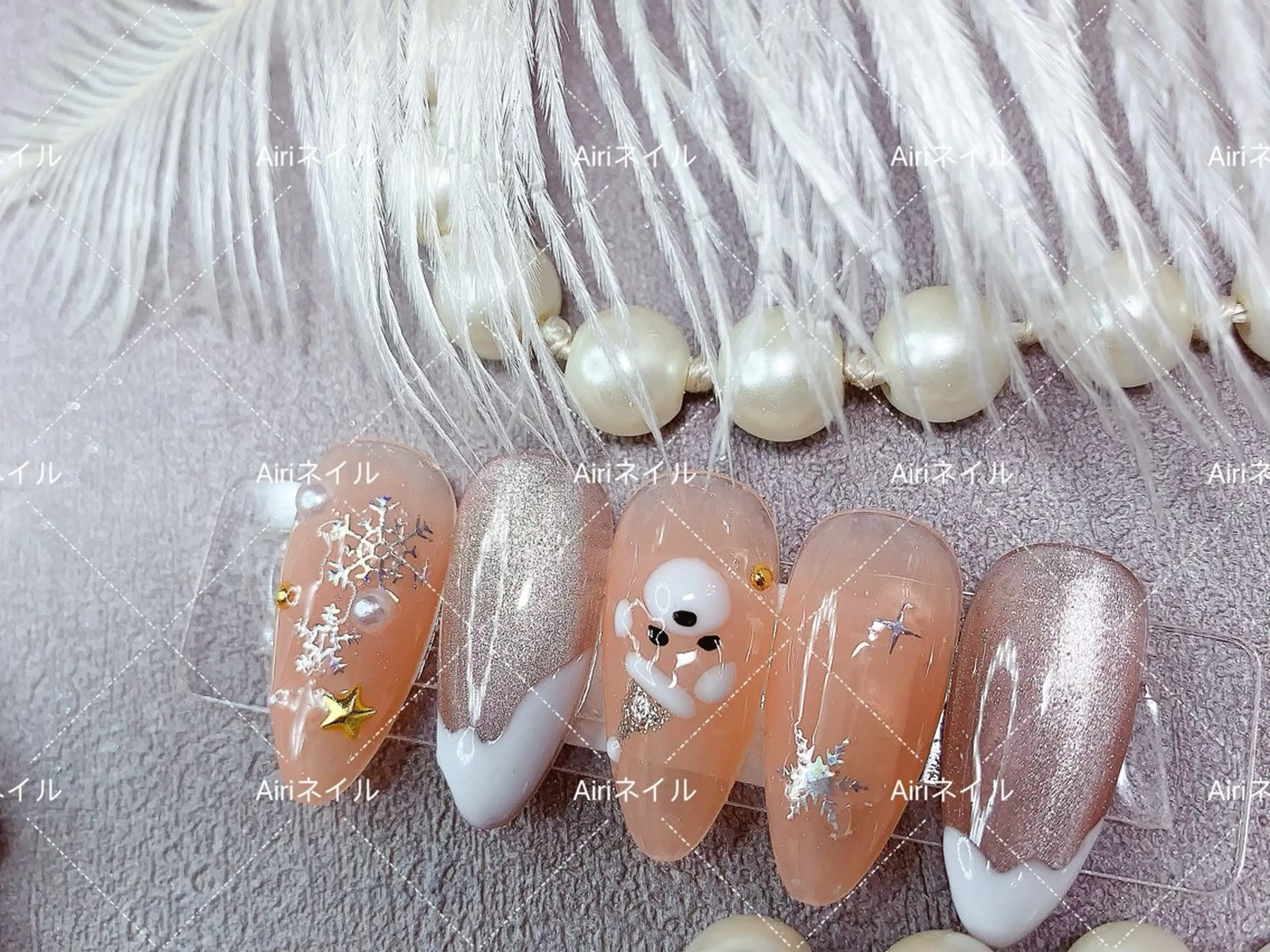 ネイル ハンドネイル ネイルサロンAiri 長さ出し·シンプルのネイルデザイン