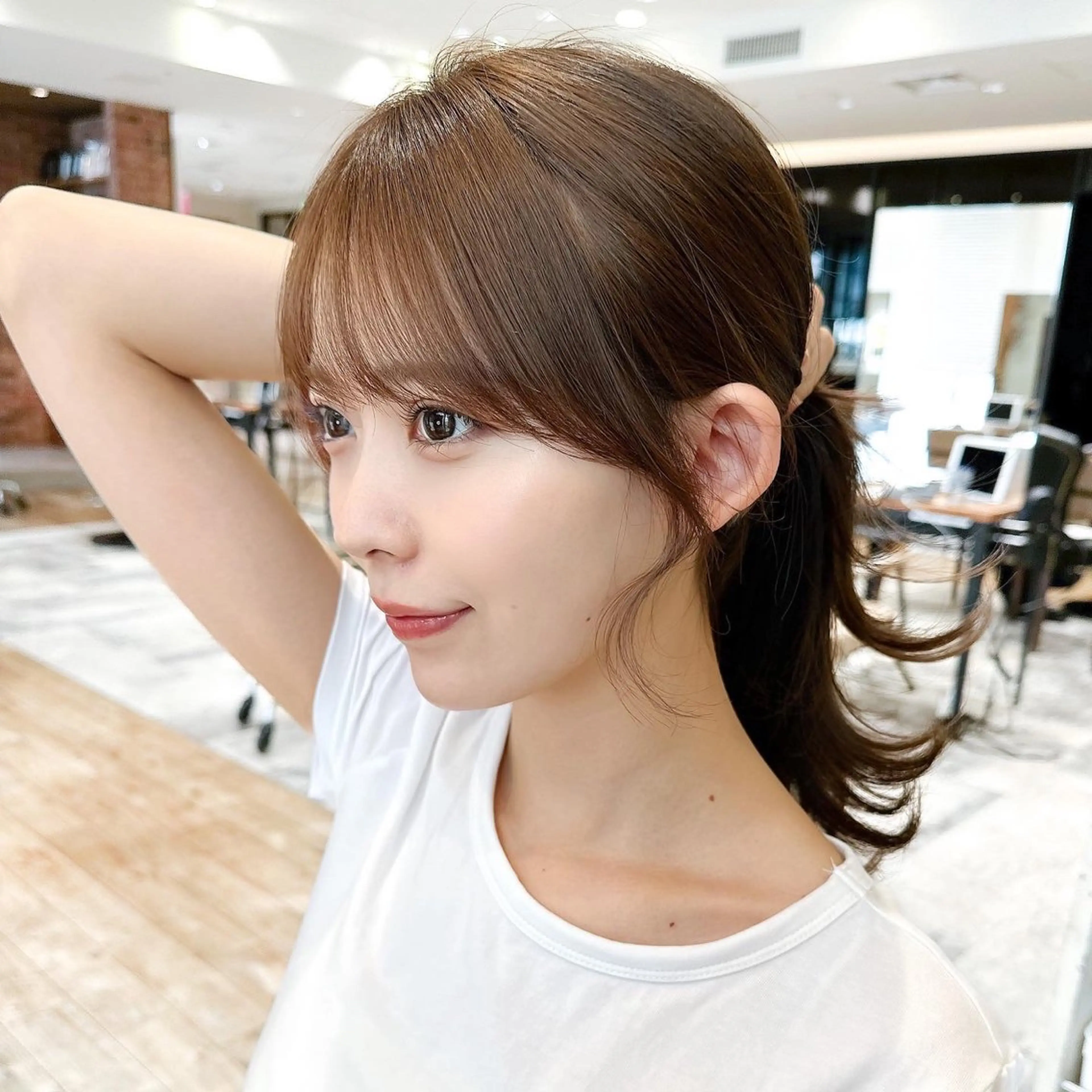 セミロング カラー ベージュカラー ブラウンカラー ブラウンベージュ くびれヘア 顔周りカット 顔周り/くびれヘア 韓国ヘア💕風間るなのヘアスタイル