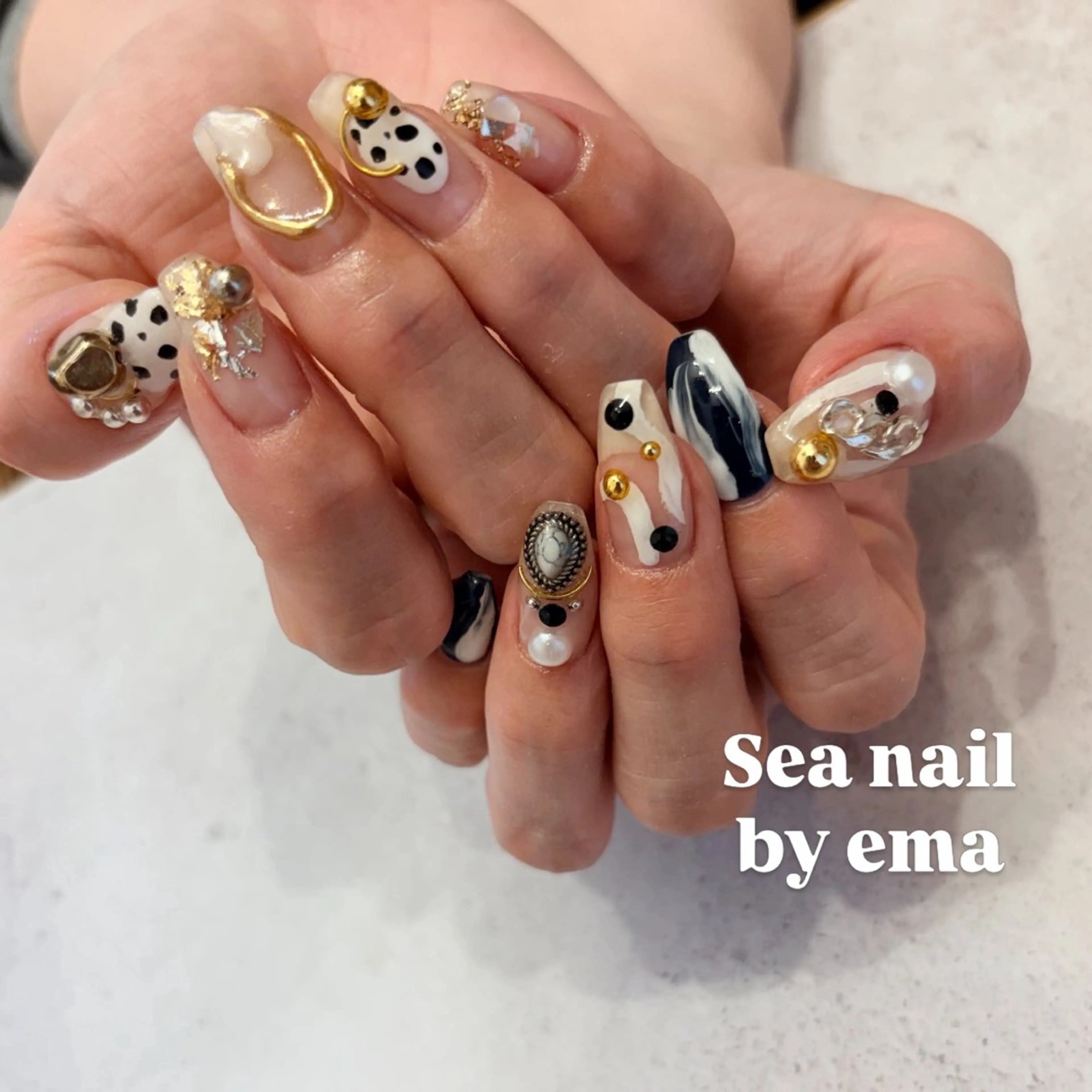 ネイル ハンドネイル Sea  nail by emaのネイルデザイン