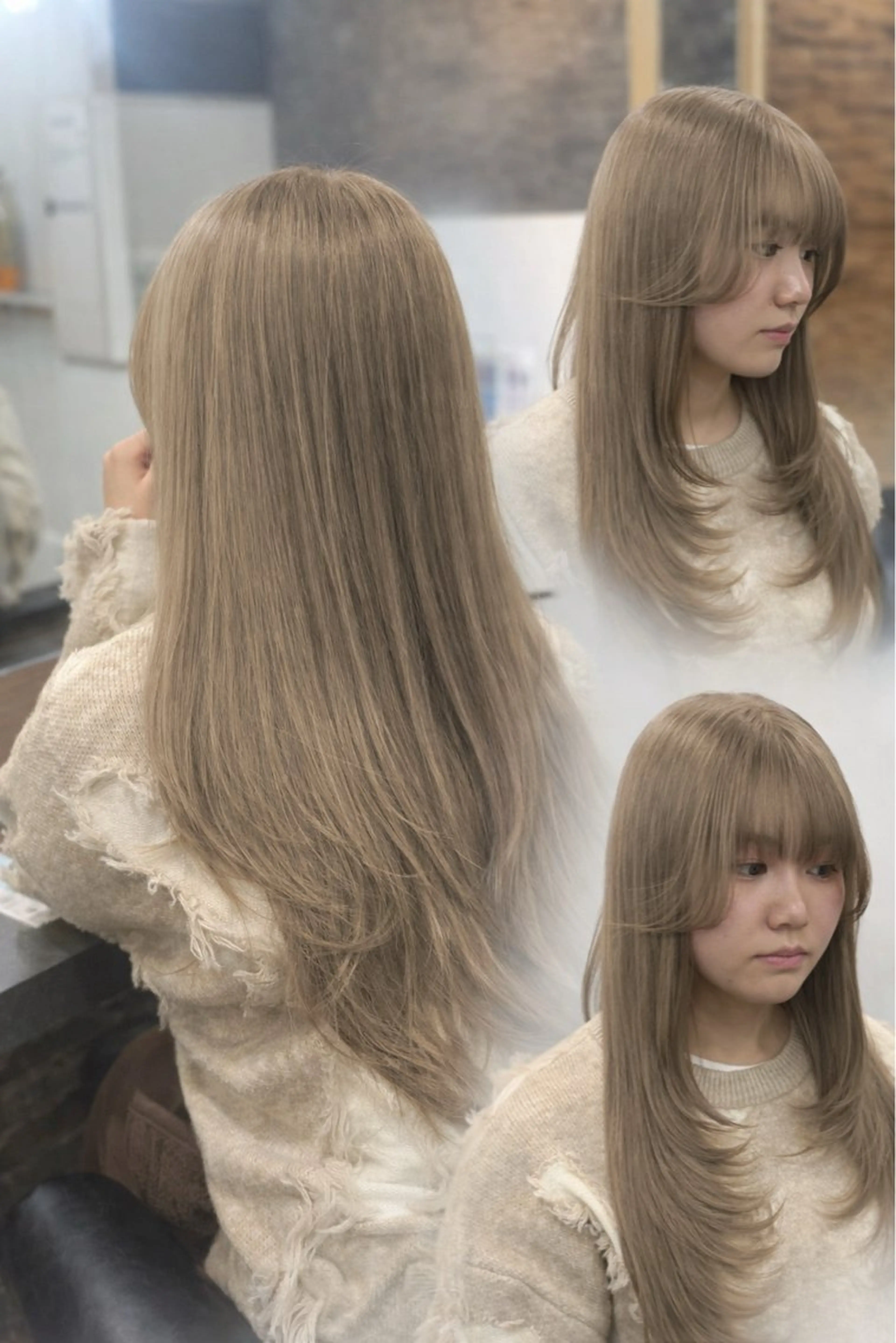 ロング カラー ブリーチ ケアブリーチ ハイトーンカラー ハイレイヤー レイヤーカット カット ヘアカラー ハイトーン/エクステ 横浜/RIEのヘアスタイル