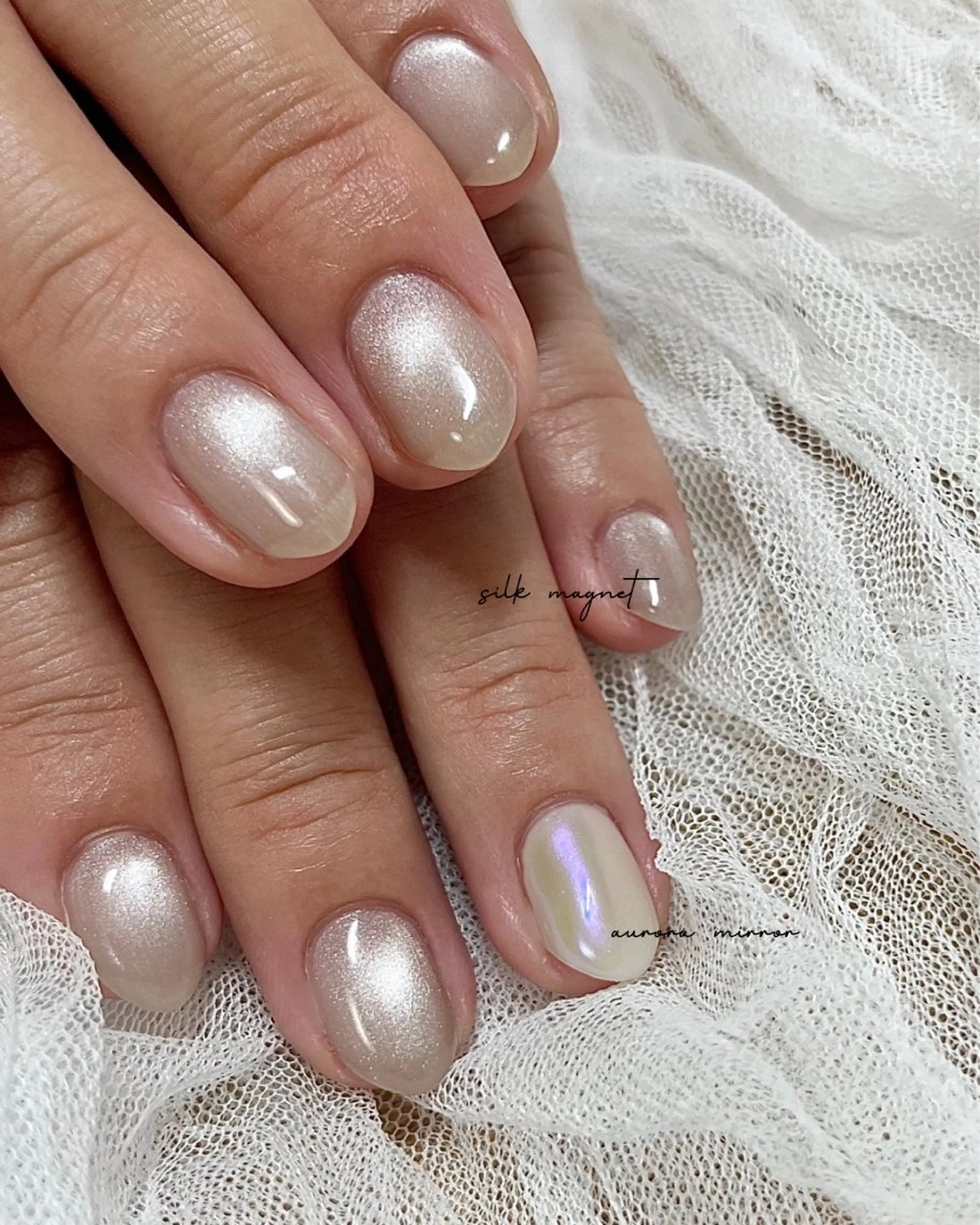 ネイル オーロラネイル ジェルネイル マグネットネイル ビー玉ネイル ミラーネイル nail salon slothのネイルデザイン