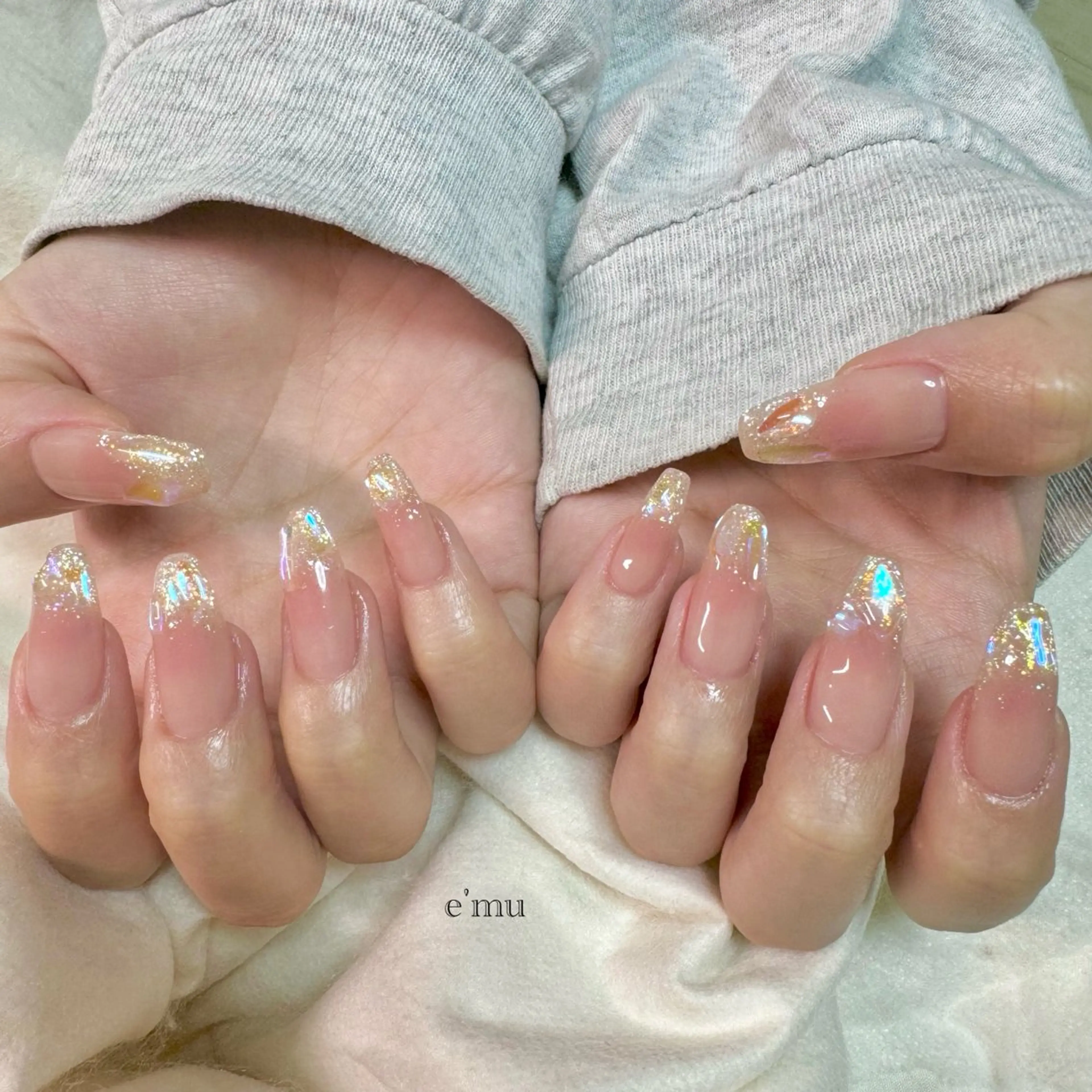 ネイル 氷ネイル・うるうるネイル ハンドネイル nail salon e'mu💐のネイルデザイン