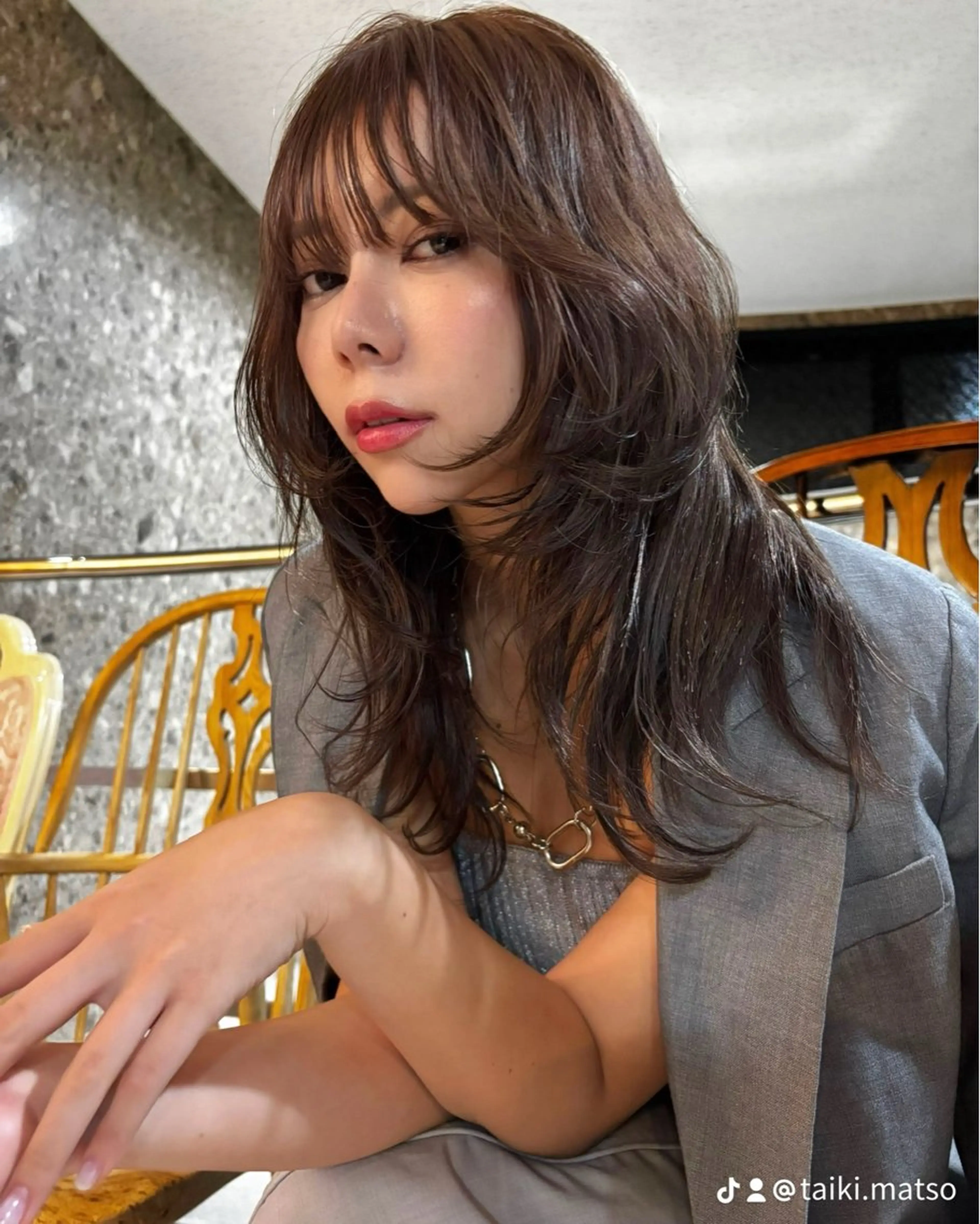 セミロング カラー 松尾太樹 【pia】福岡美容室のヘアスタイル