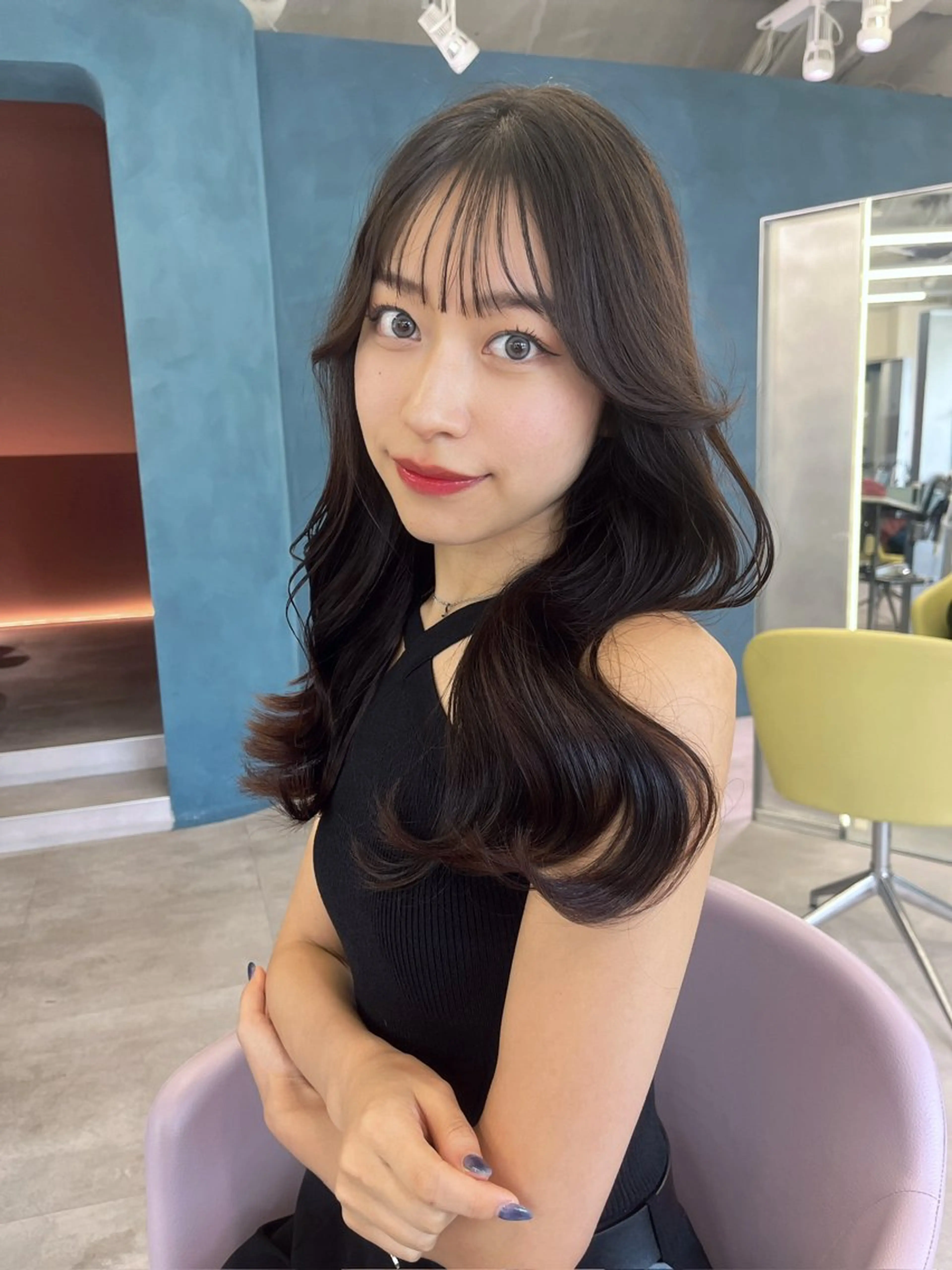 ロング カラー カット ヘアカラー トリートメント レイヤー/髪質改善 /透け感カラー/艶髪のヘアスタイル