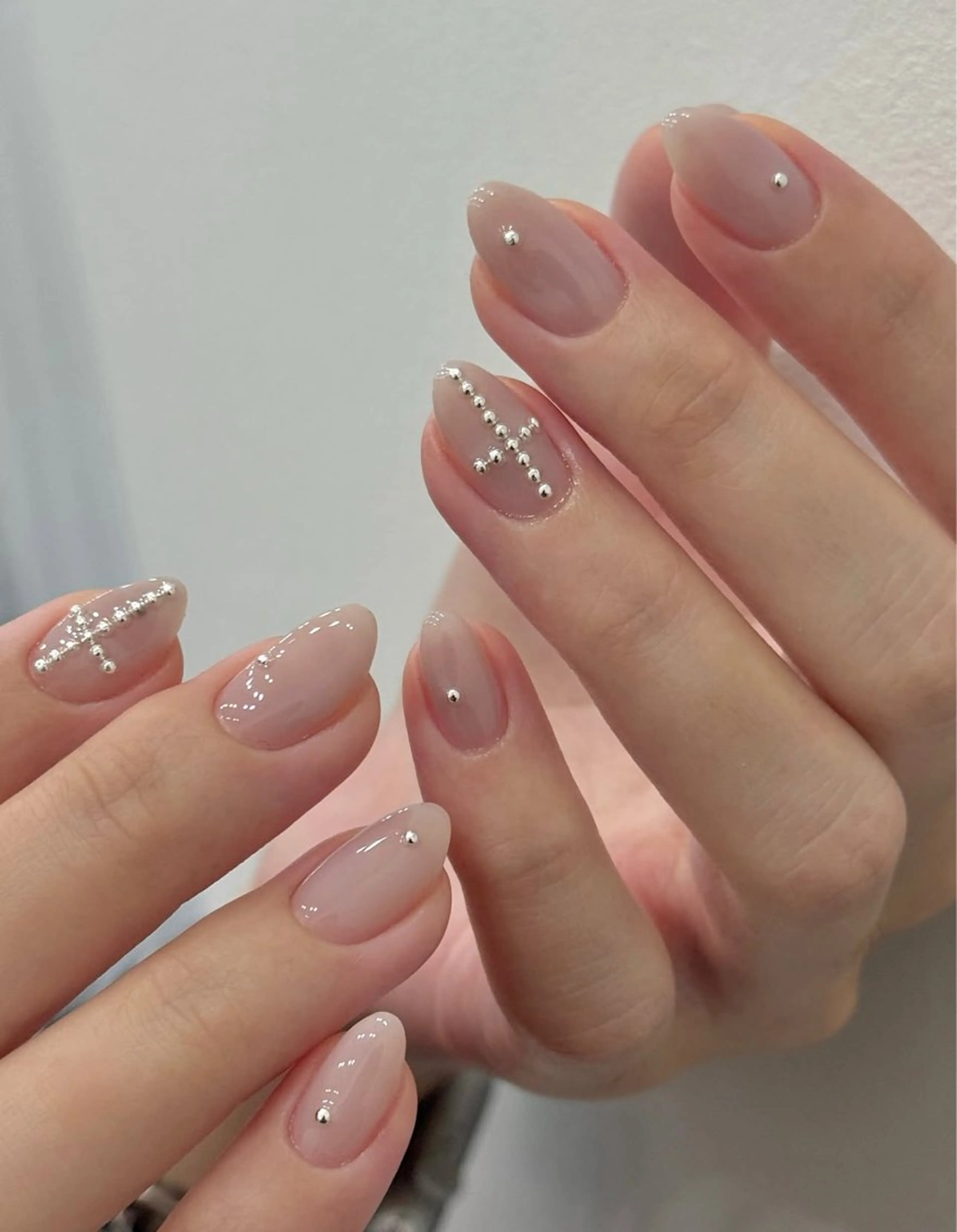 ネイル ハンドネイル 🎀PG🩵 ネイルサロンのネイルデザイン