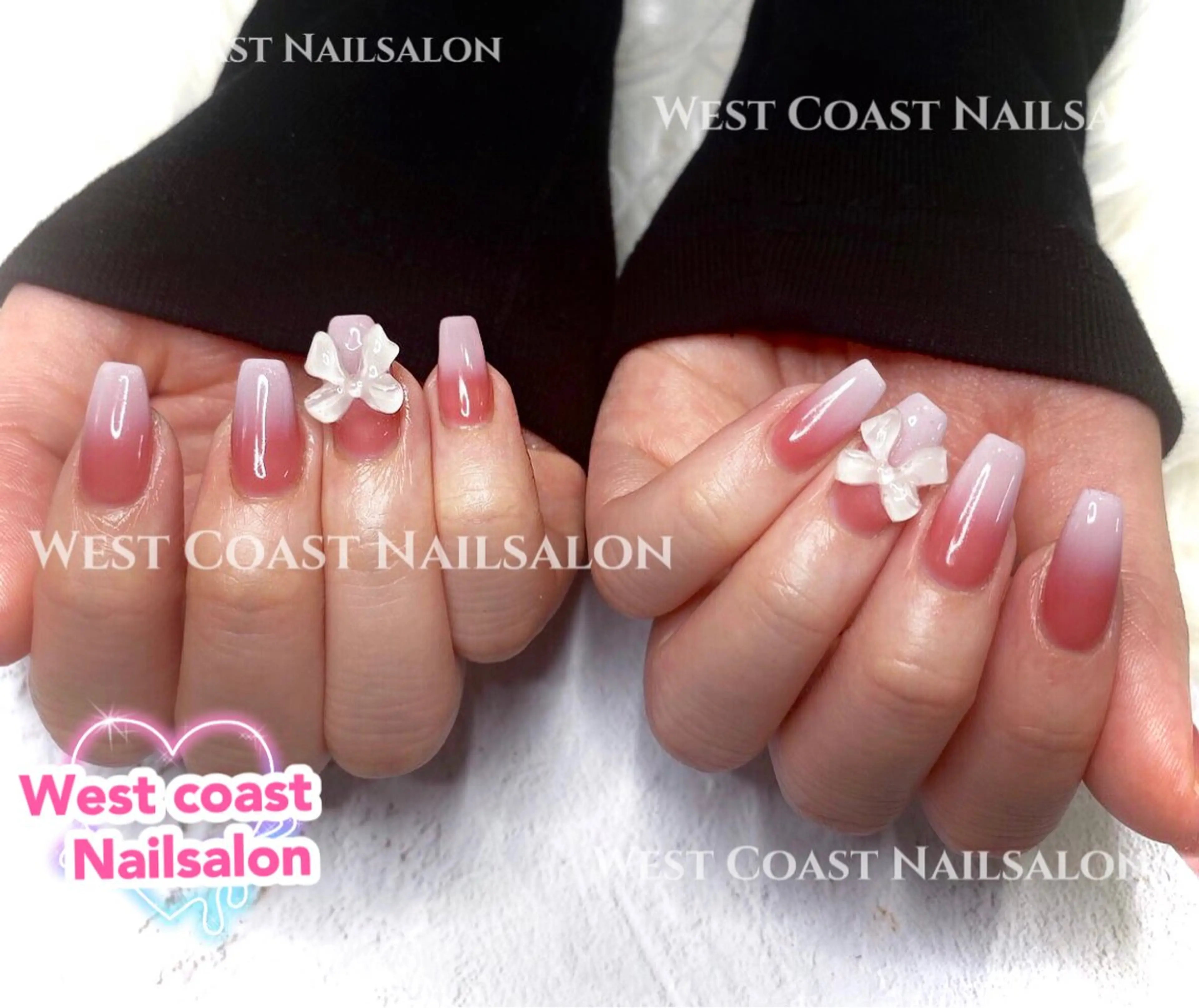 ネイル ハンドネイル リボン、ガーリー パーツ放題専門店のネイルデザイン