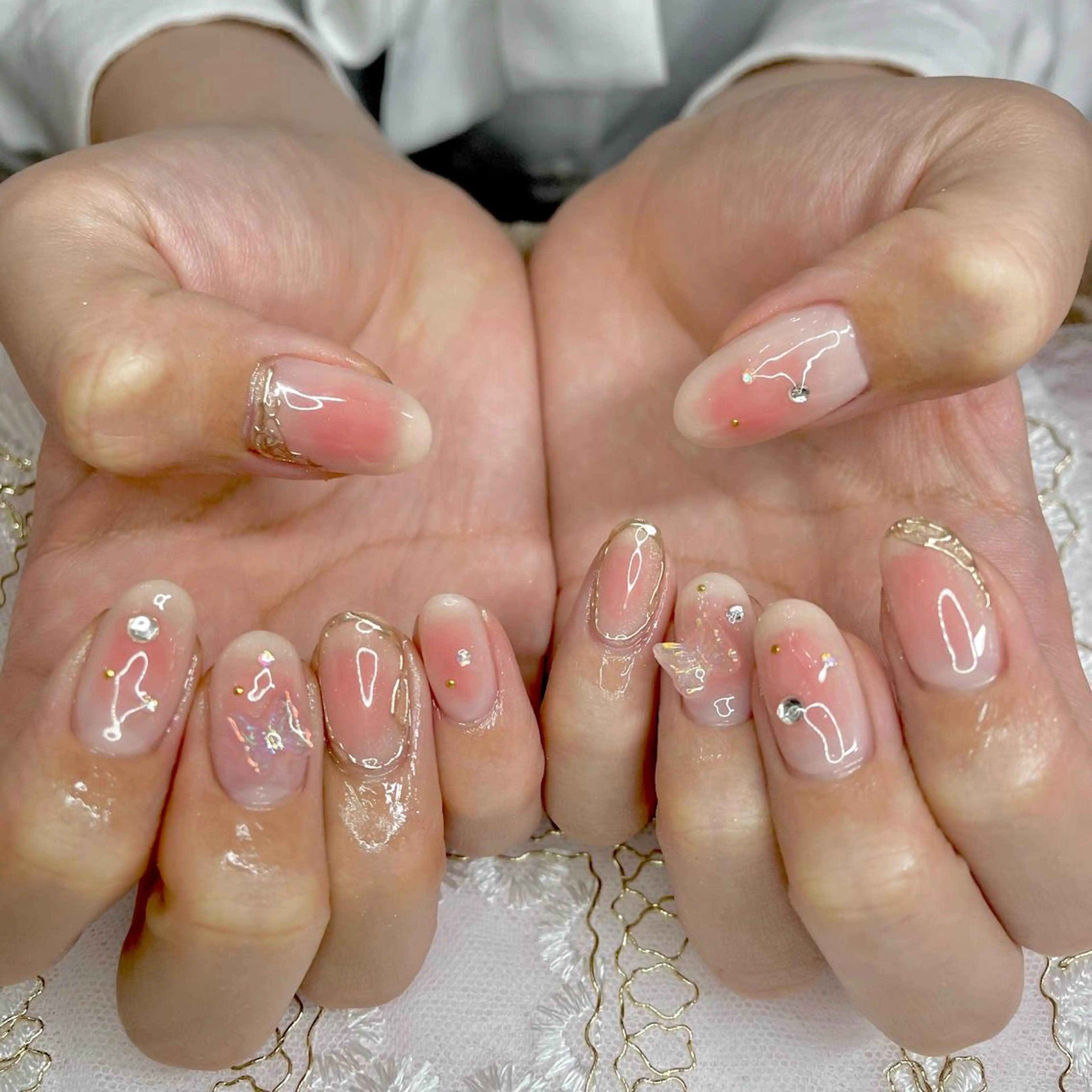 ネイル アートネイル オーロラネイル ジェルネイル 持ち込み ニュアンスネイル J terrace Nailのネイルデザイン