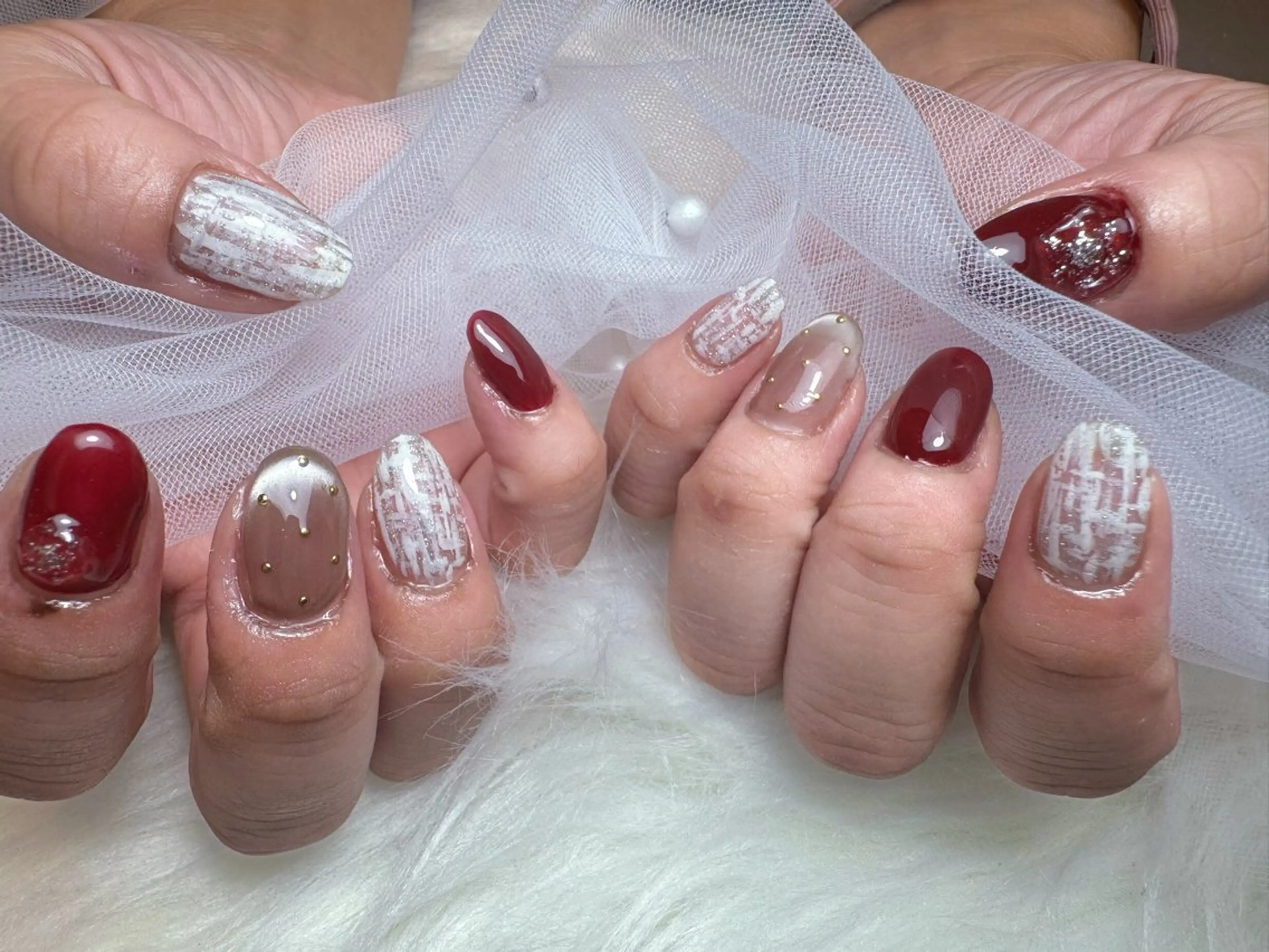 ネイル ブルー ドット フラッシュネイル ラメ(グリッター) マグネットネイル ハンドネイル K&R Nail所属・Nail Salon K&Rのネイルデザイン