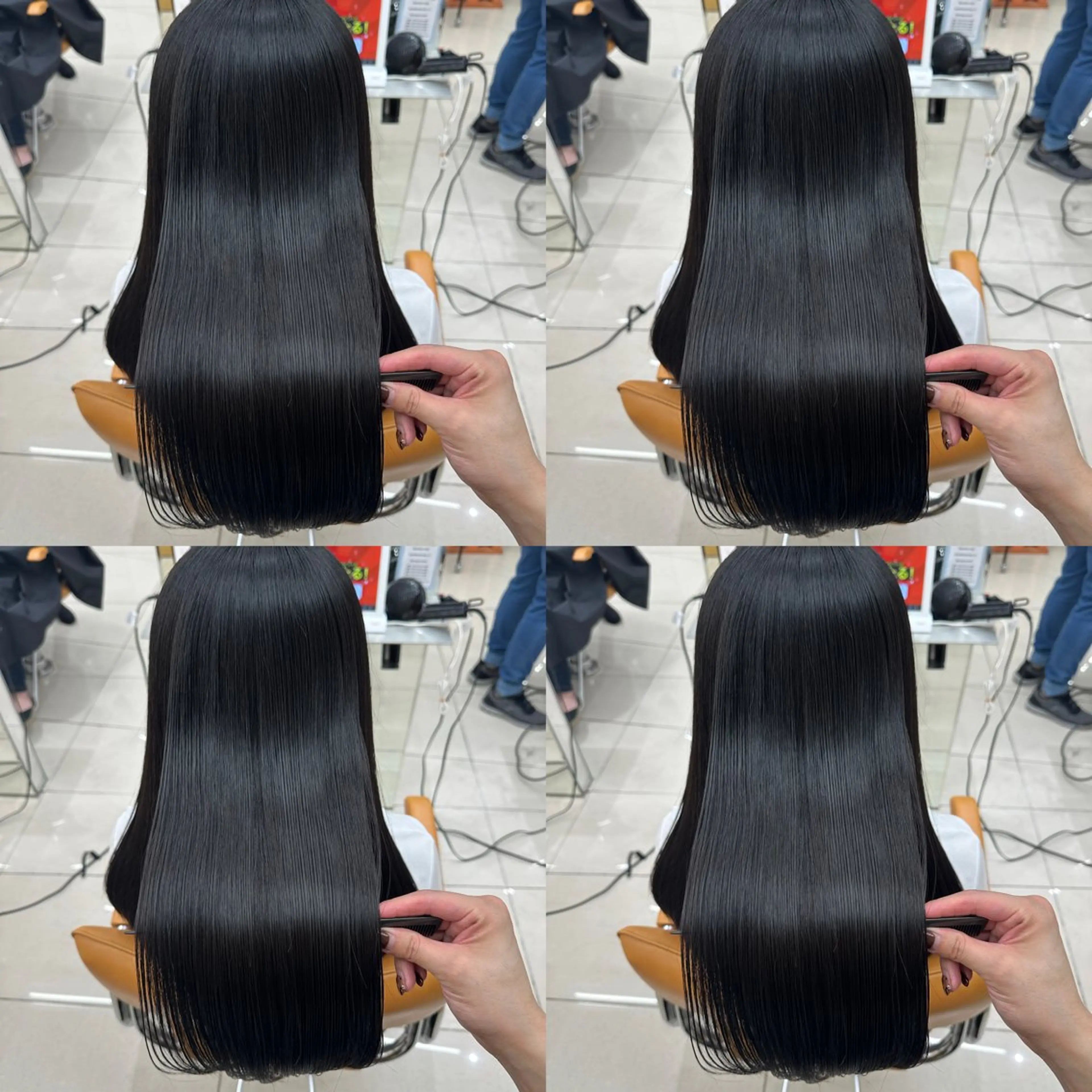 ロング パーマ カット 縮毛矯正 トリートメント 髪質改善× 白髪ぼかし溝江のヘアスタイル