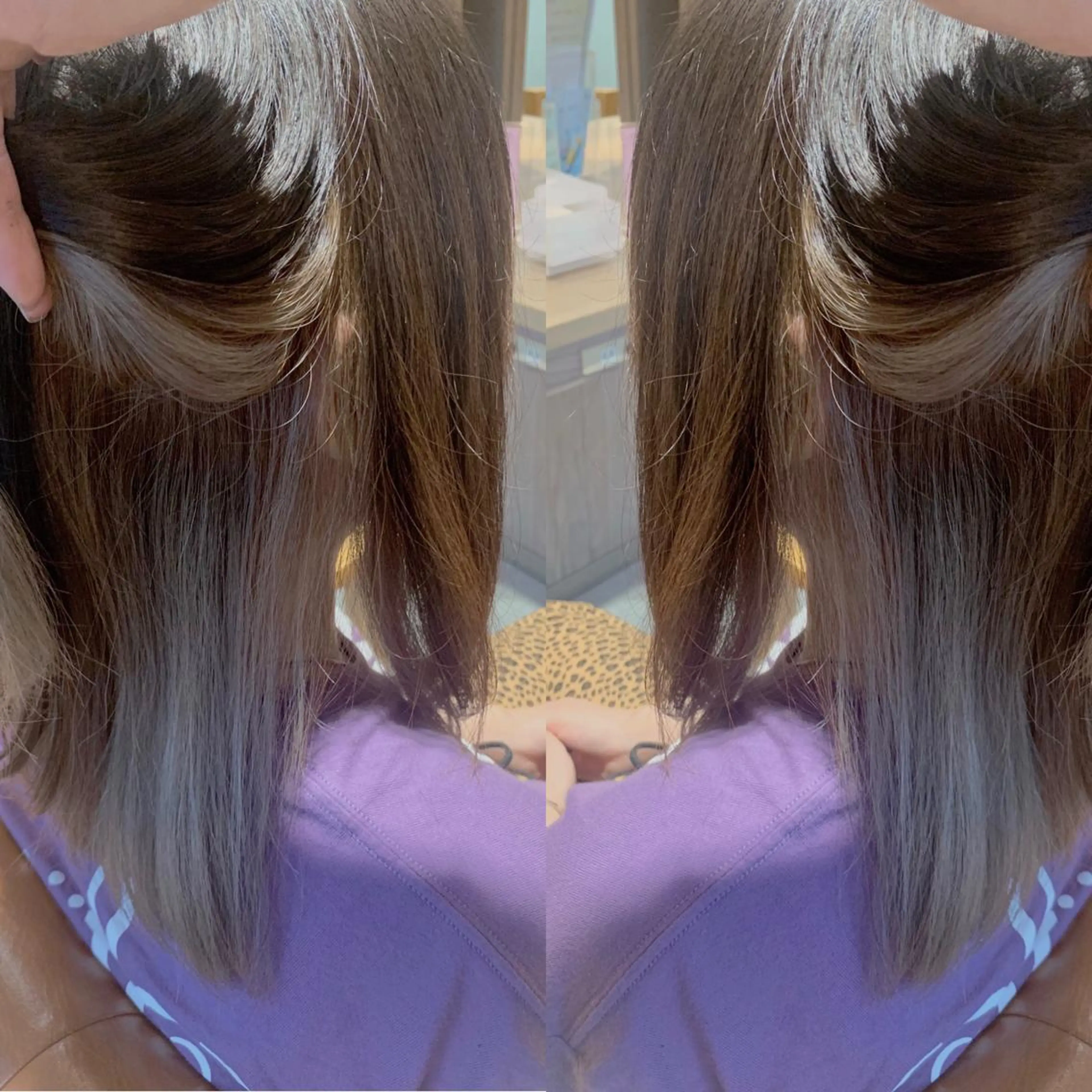 セミロング カラー シルバー ホワイトシルバー 韓国🇰🇷 ✂︎hair 内田愛のヘアスタイル
