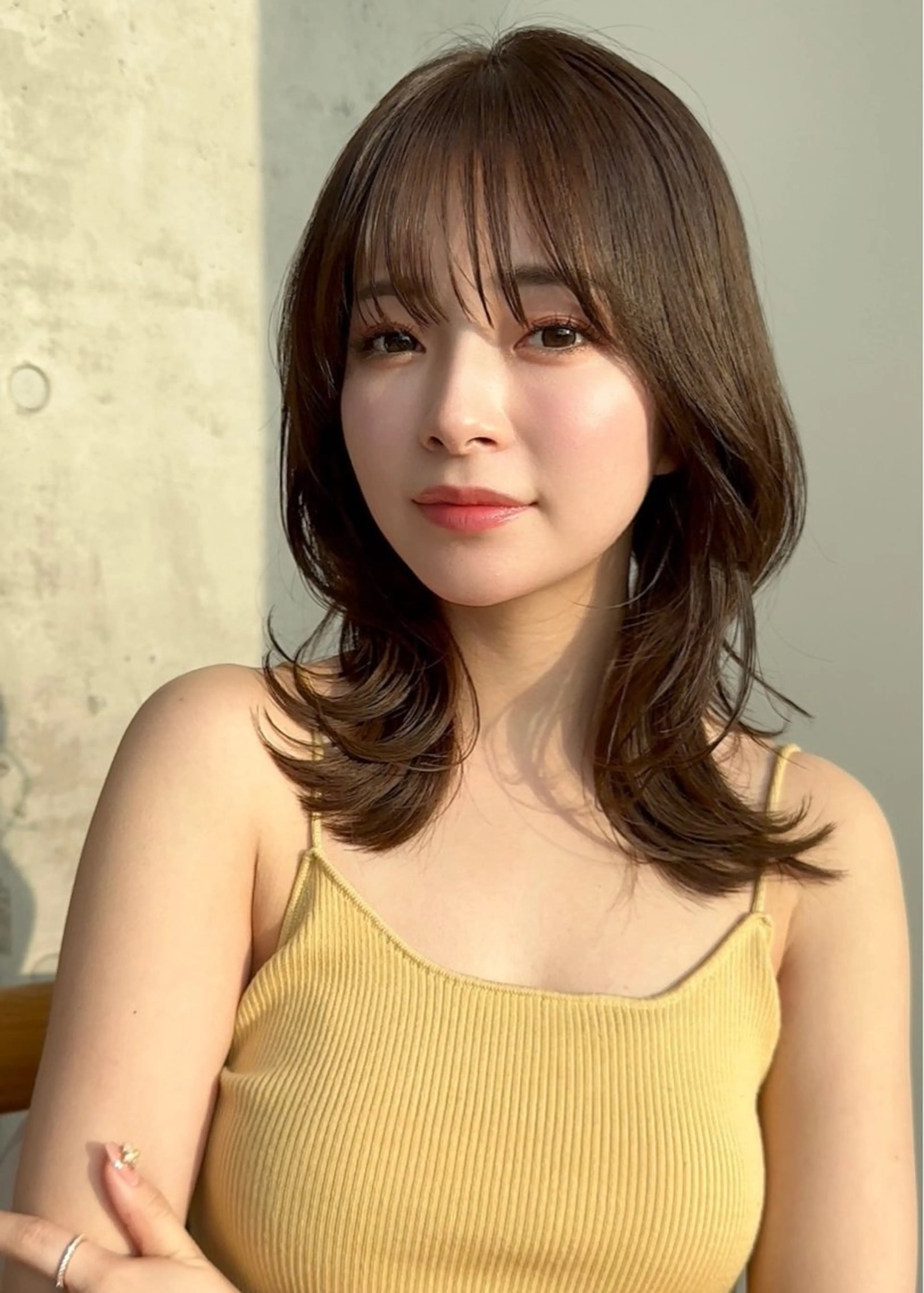 ミディアム くびれヘア レイヤーカット カット ヘアカラー トリートメント ✨透明感カラー/縮毛 恵比寿HAYATO✨のヘアスタイル