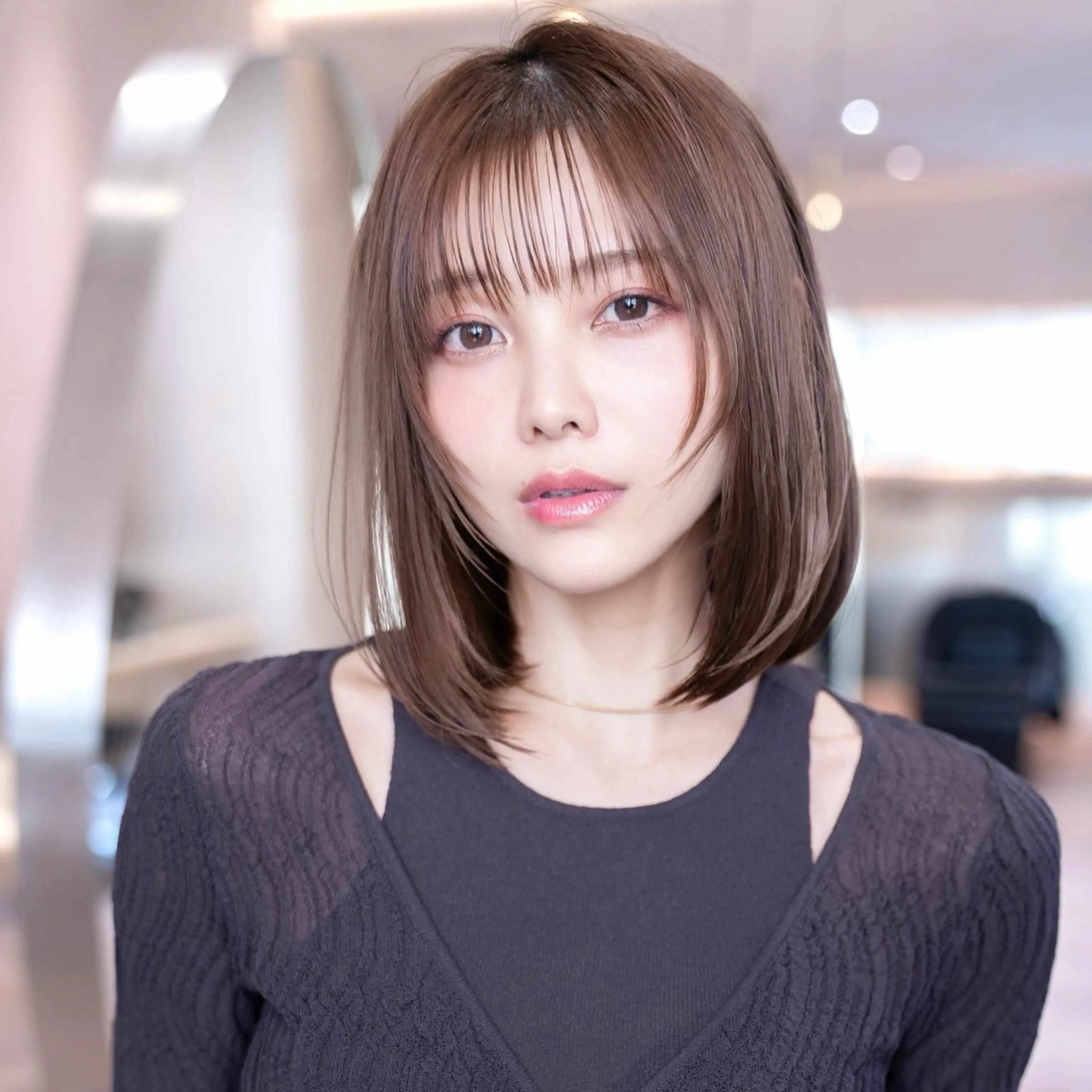 ミディアム カラー パーマ 切りっぱなしボブ ショートボブ ボブレイヤー 透明感カラー ボブ カット ヘアカラー 縮毛矯正 トリートメント 田中航平/渋谷ボブ/ レイヤーボブのヘアスタイル