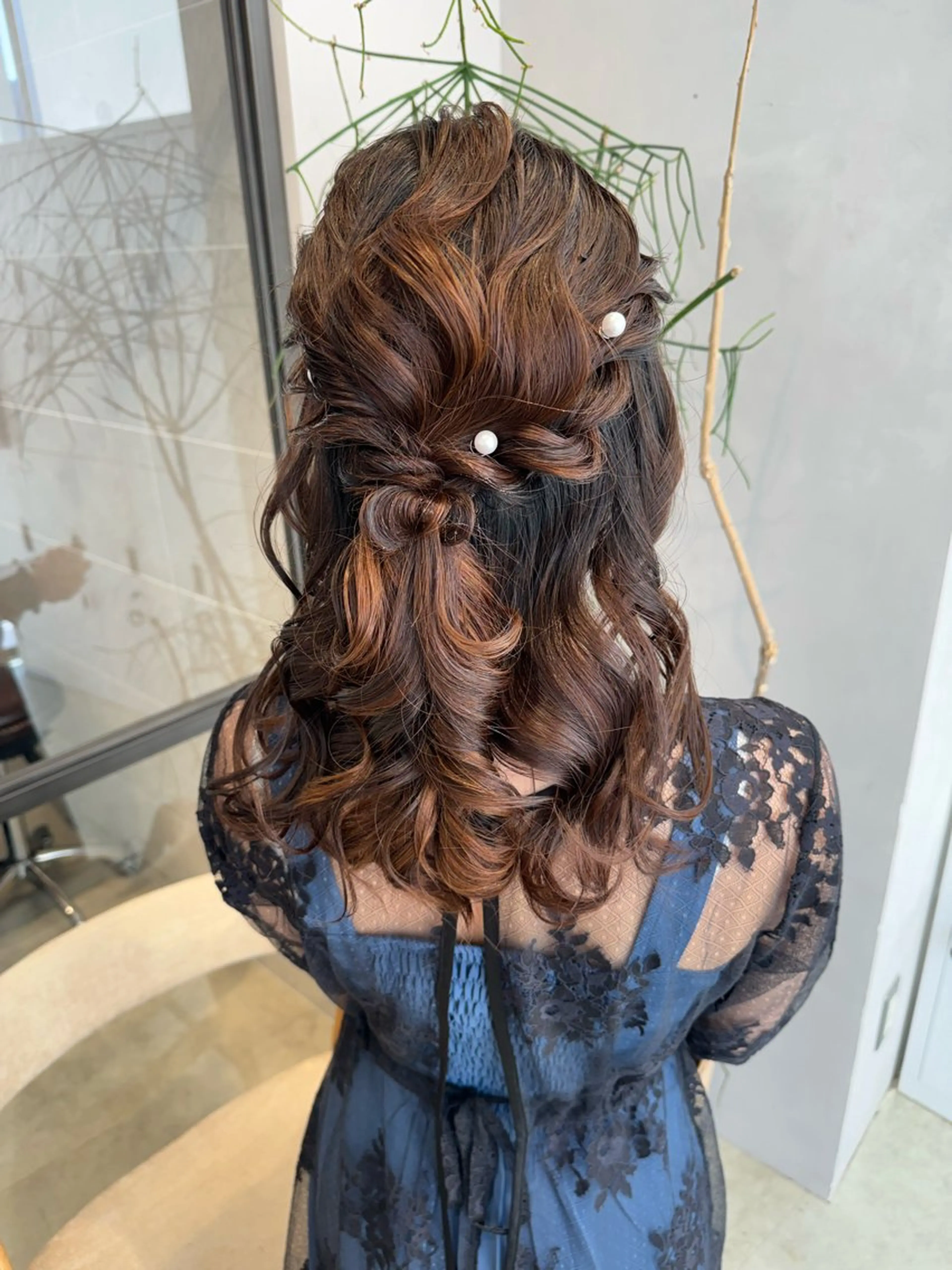 ヘアアレンジ ハーフアップ 透明感カラー✨艶髪 制作🌱山根あゆみのヘアスタイル