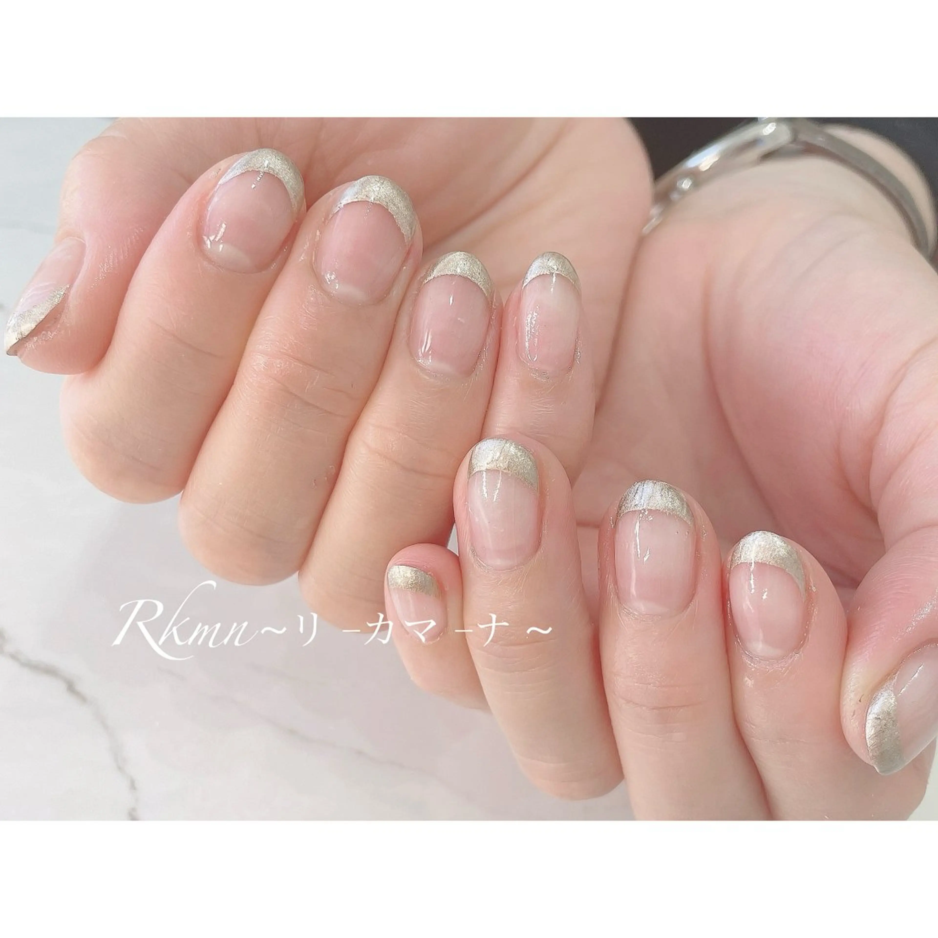 ネイル アートネイル フレンチネイル ゴールド 春ネイル ハンドネイル フットネイル ハンドケア Rkmn ~リ-カマ-ナ~のネイルデザイン