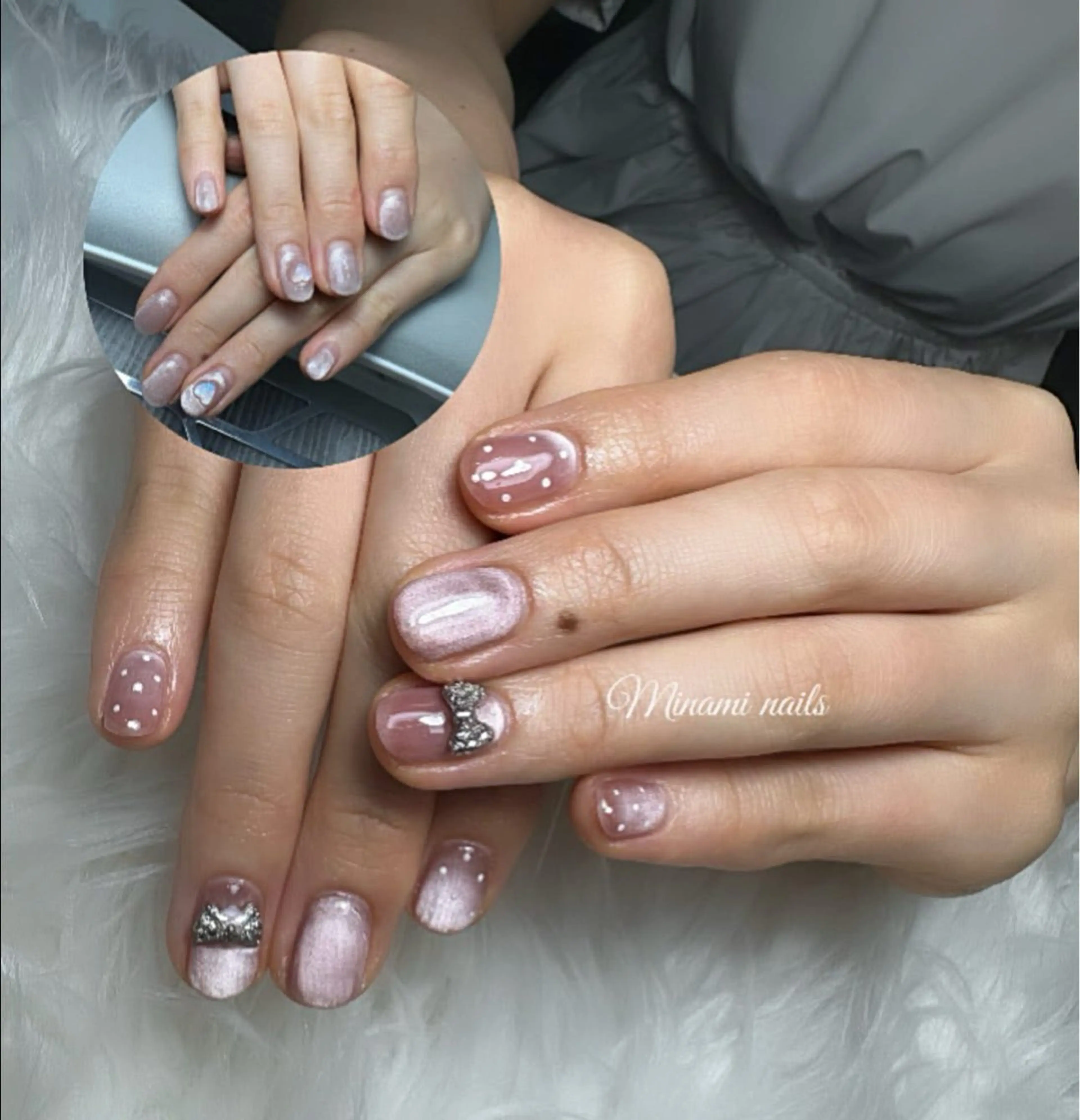 ネイル アートネイル オーロラネイル ガーリー キラキラネイル 韓国ネイル Minami Nailsのネイルデザイン