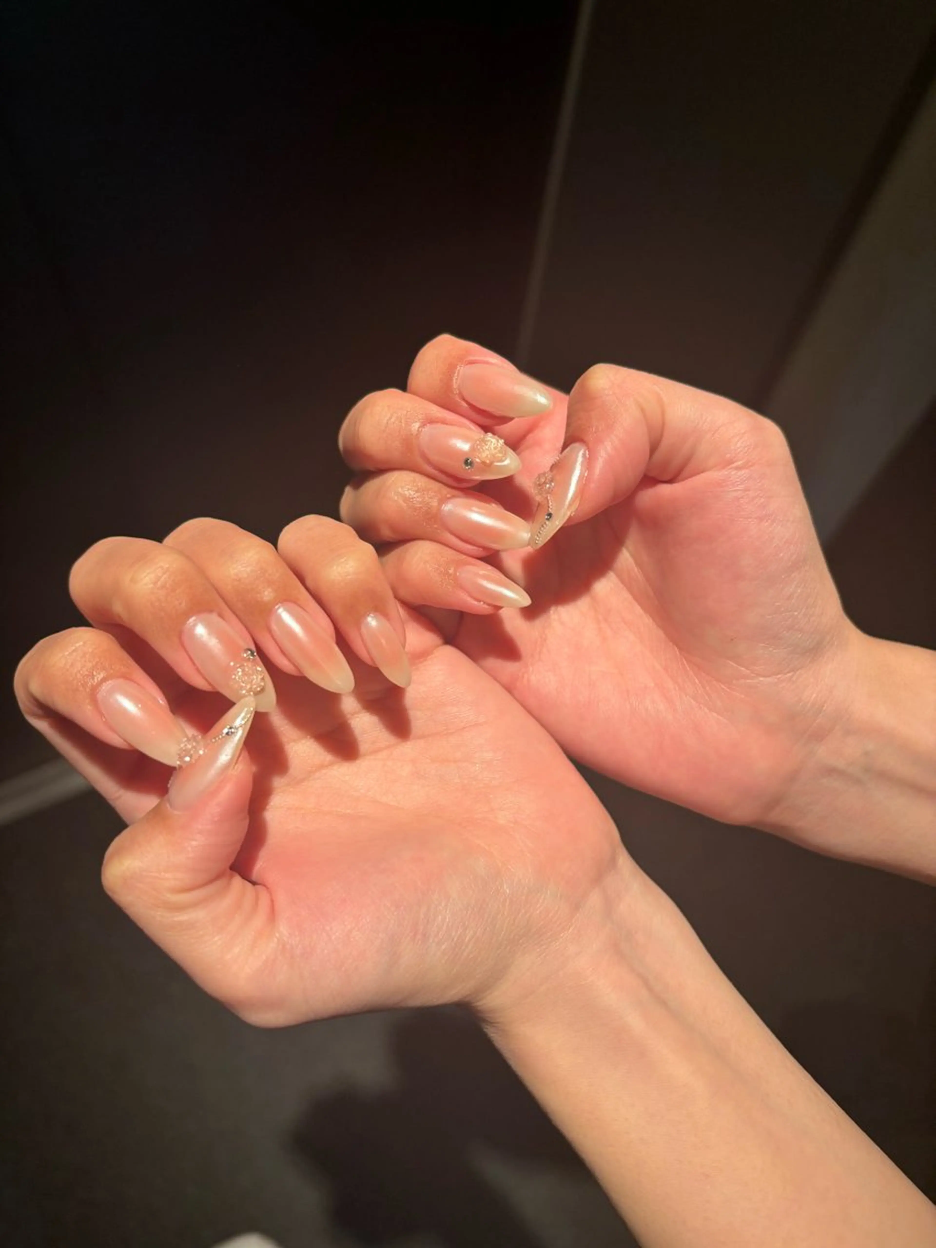 ネイル フレンチネイル ハート 韓国ネイル レース ニュアンスネイル ハンドネイル ハンドケア ボニー Coco nailのネイルデザイン