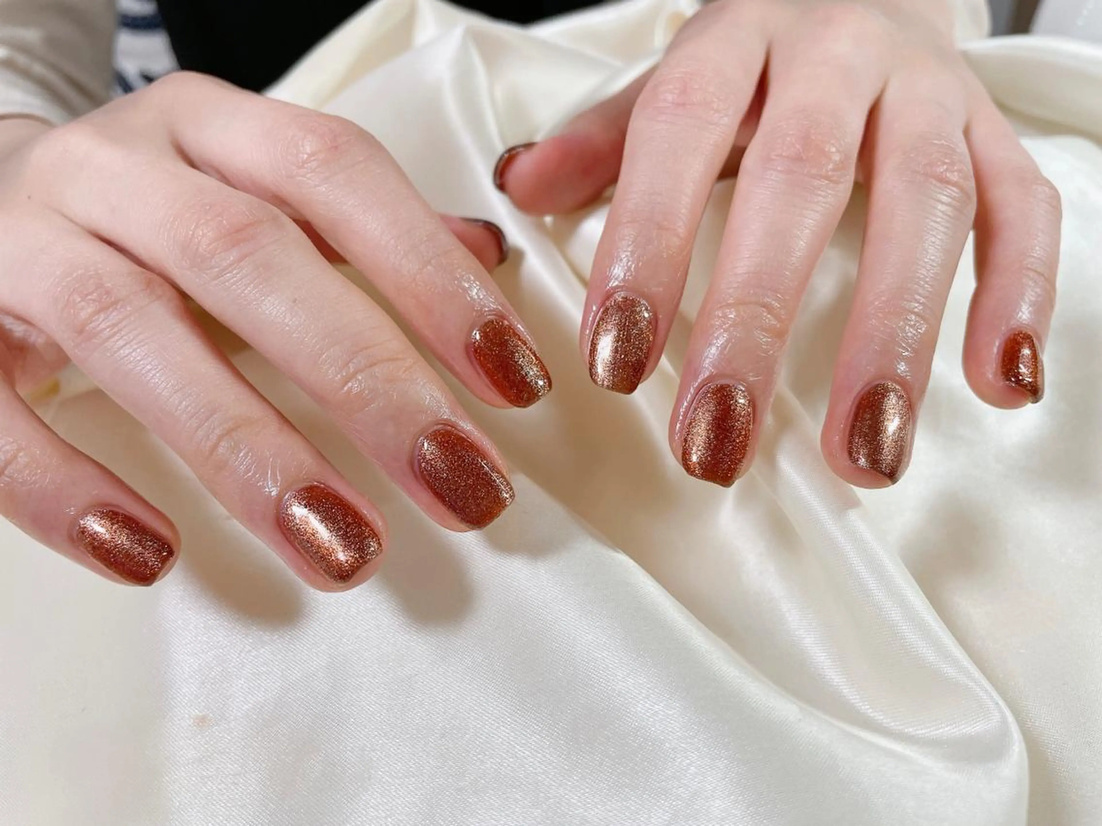 ネイル ブラウン マグネットネイル kikinail 溝の口のネイルデザイン