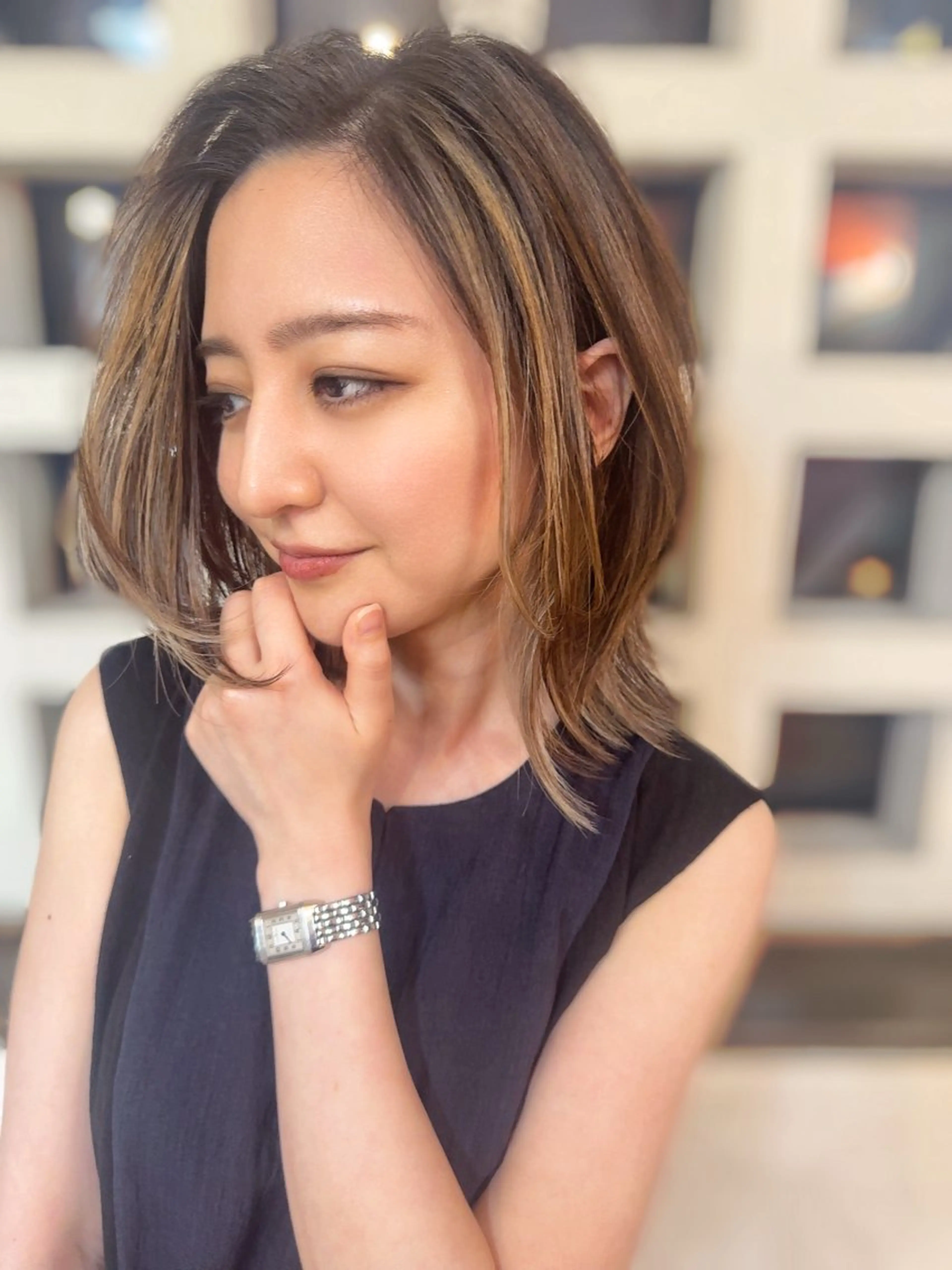 ミディアム トリートメント カット ヘアカラー トリートメント dolphin ドルフィンオーナーのヘアスタイル