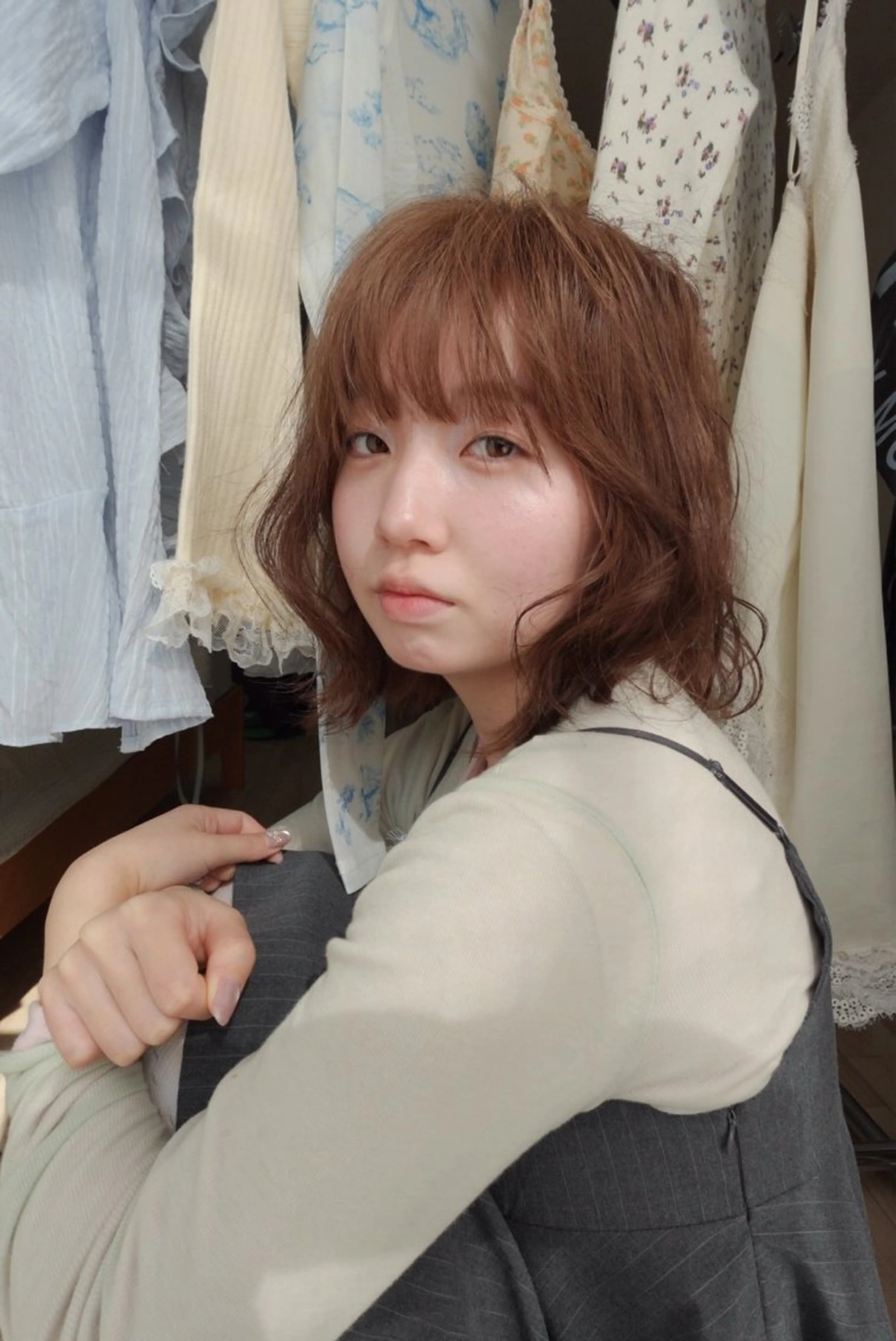 ミディアム カラー パーマ 長谷 若奈のヘアスタイル