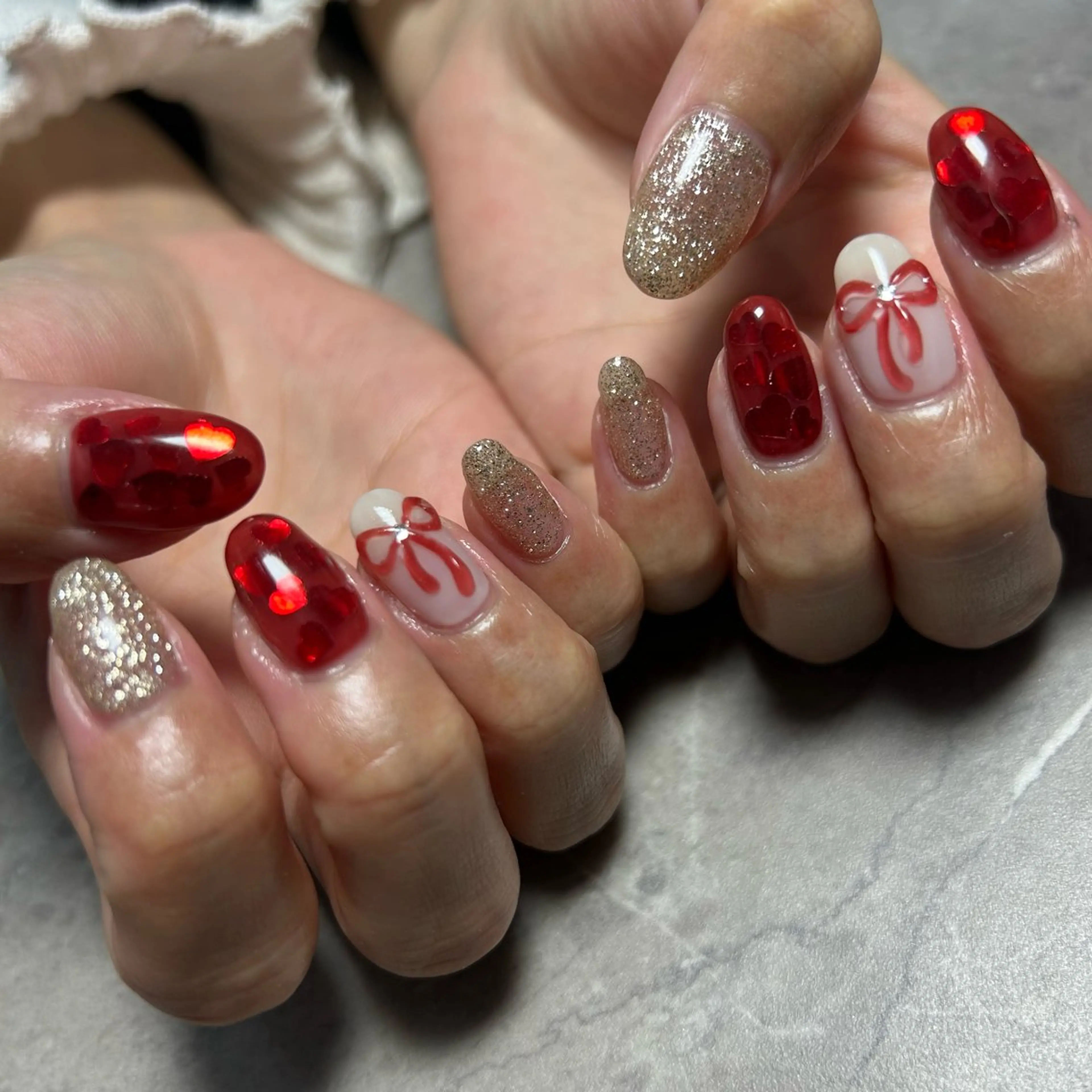 ネイル ハート バレンタイン Lulea nailのネイルデザイン