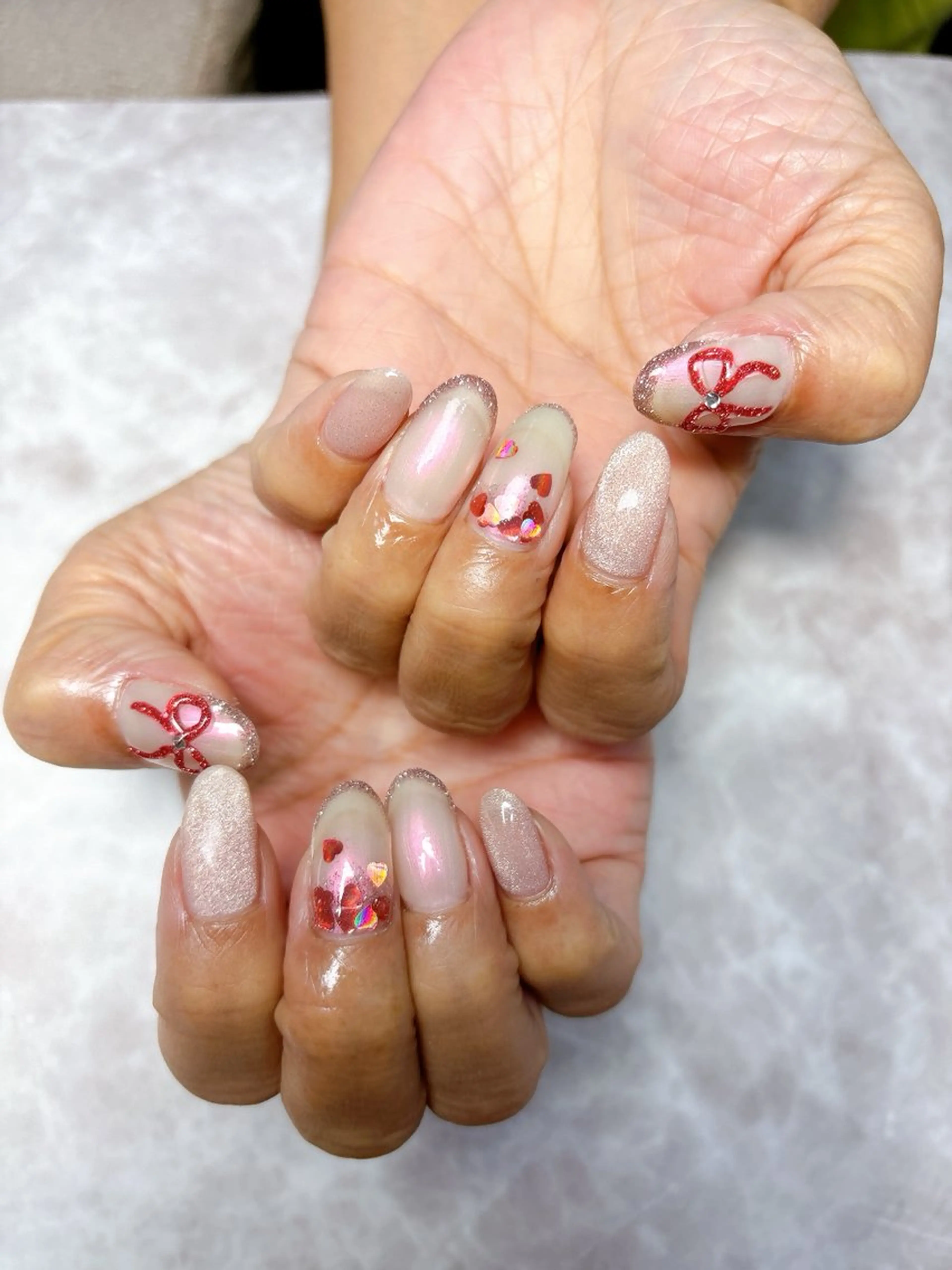 ネイル アートネイル フラッシュネイル ハート マグネットネイル オフィスネイル ジェシー ネイルのネイルデザイン