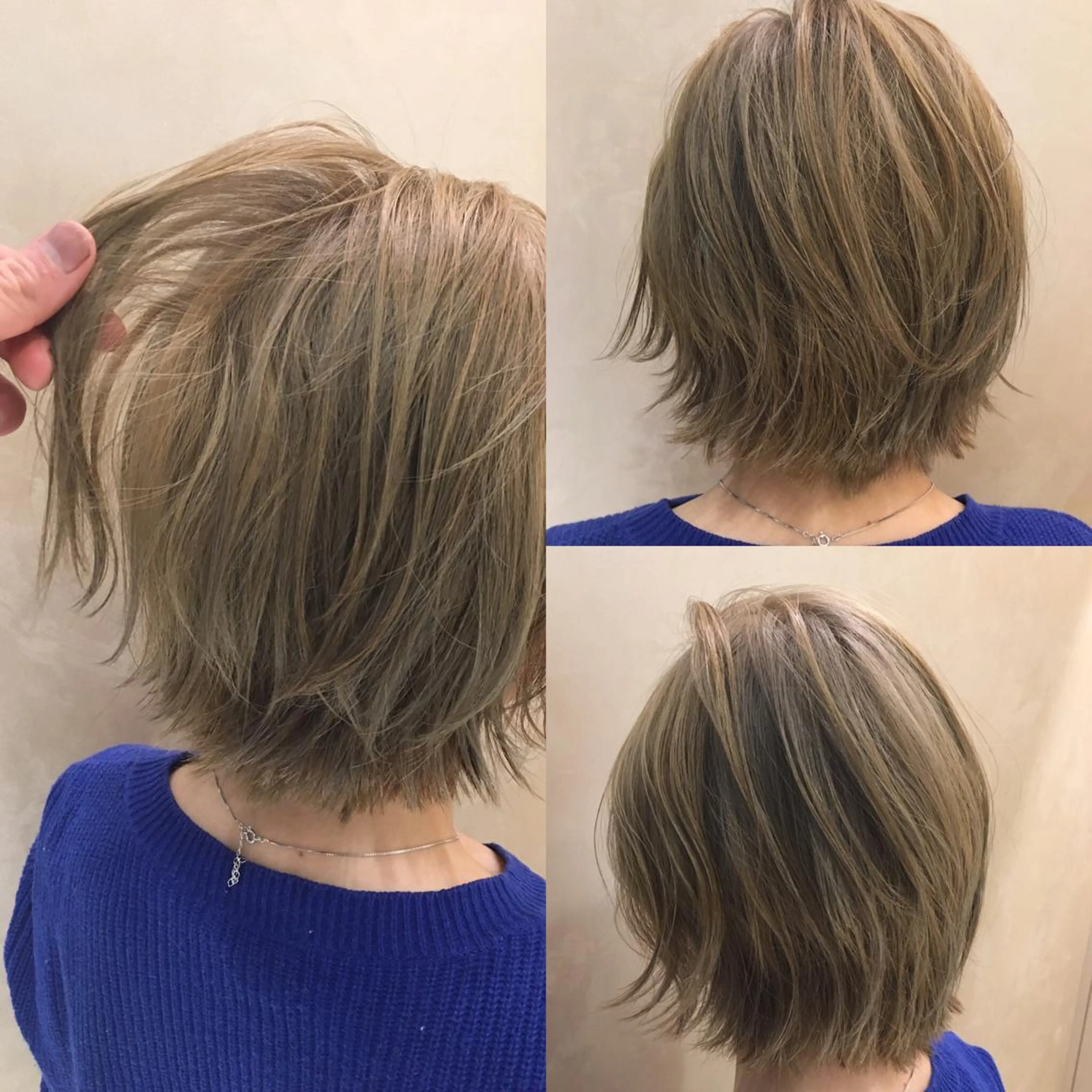 ショート カラー グレージュ ハイトーンカラー ハイトーングレージュ 酸性縮毛矯正のプロ 杉山玲介のヘアスタイル