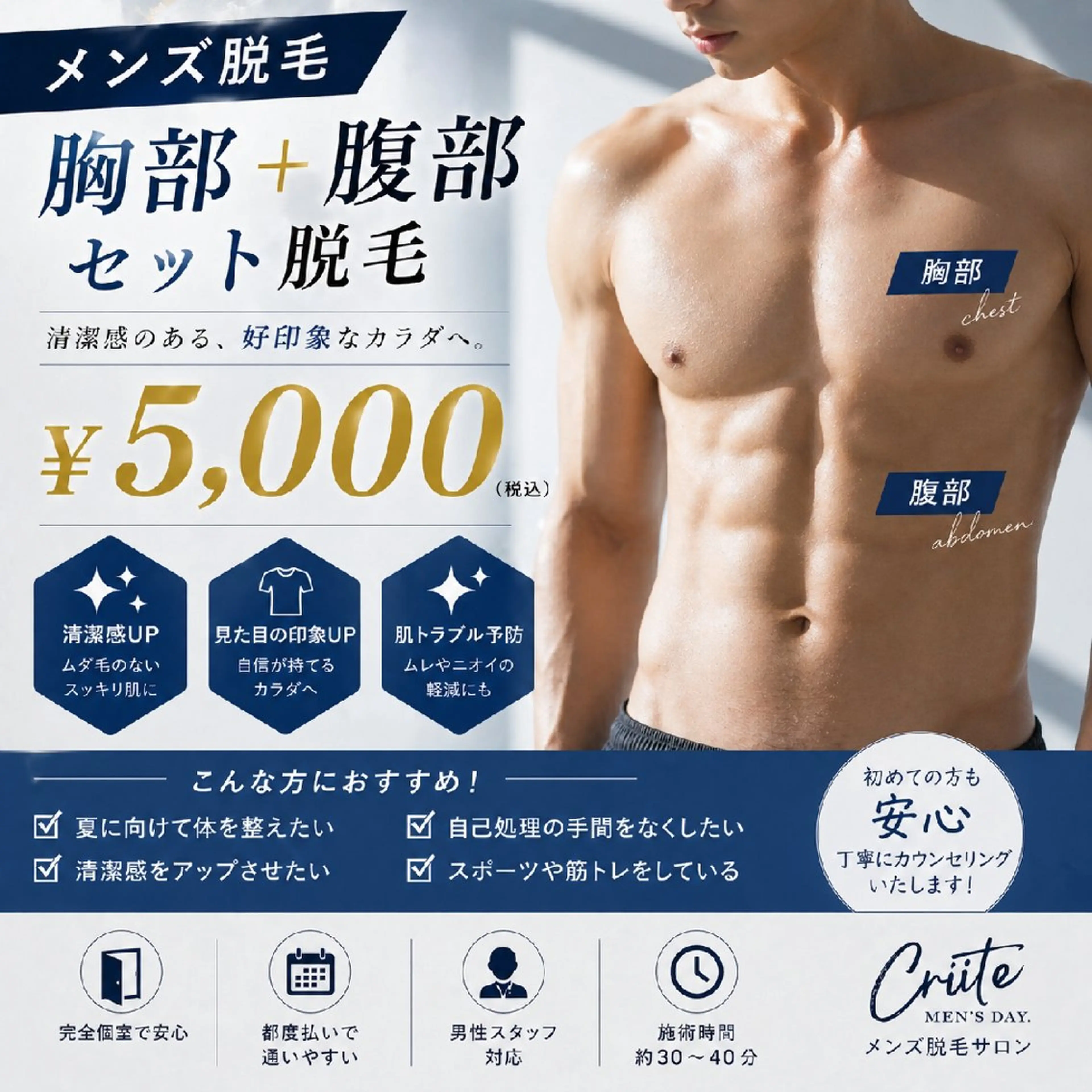 脱毛 【メンズ脱毛】 Criite　濱田のエステ・リラクイメージ