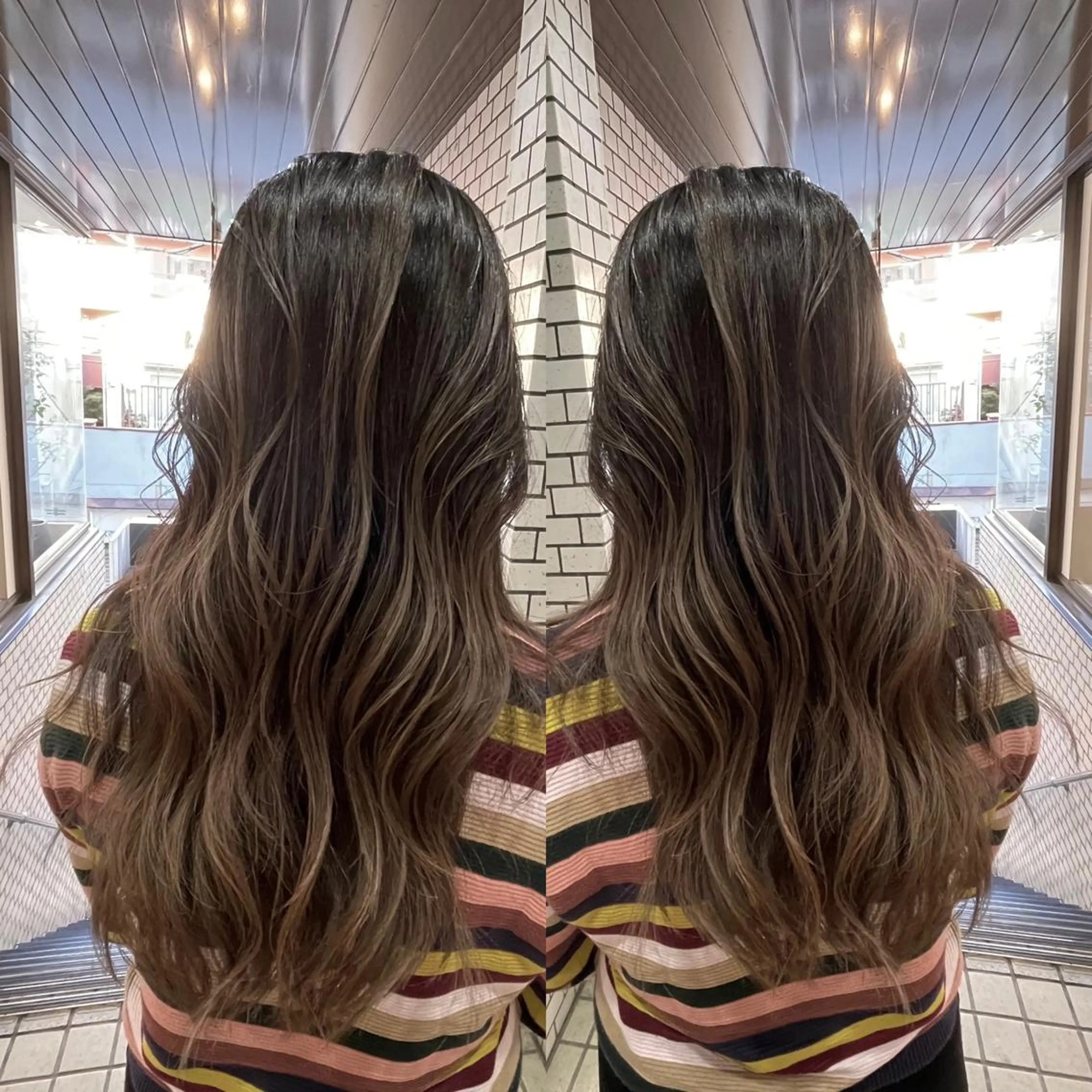 ロング レイヤーカット カット ヘアカラー ハイライトバレイヤー ジュ＆縮毛矯正✨櫻野のヘアスタイル