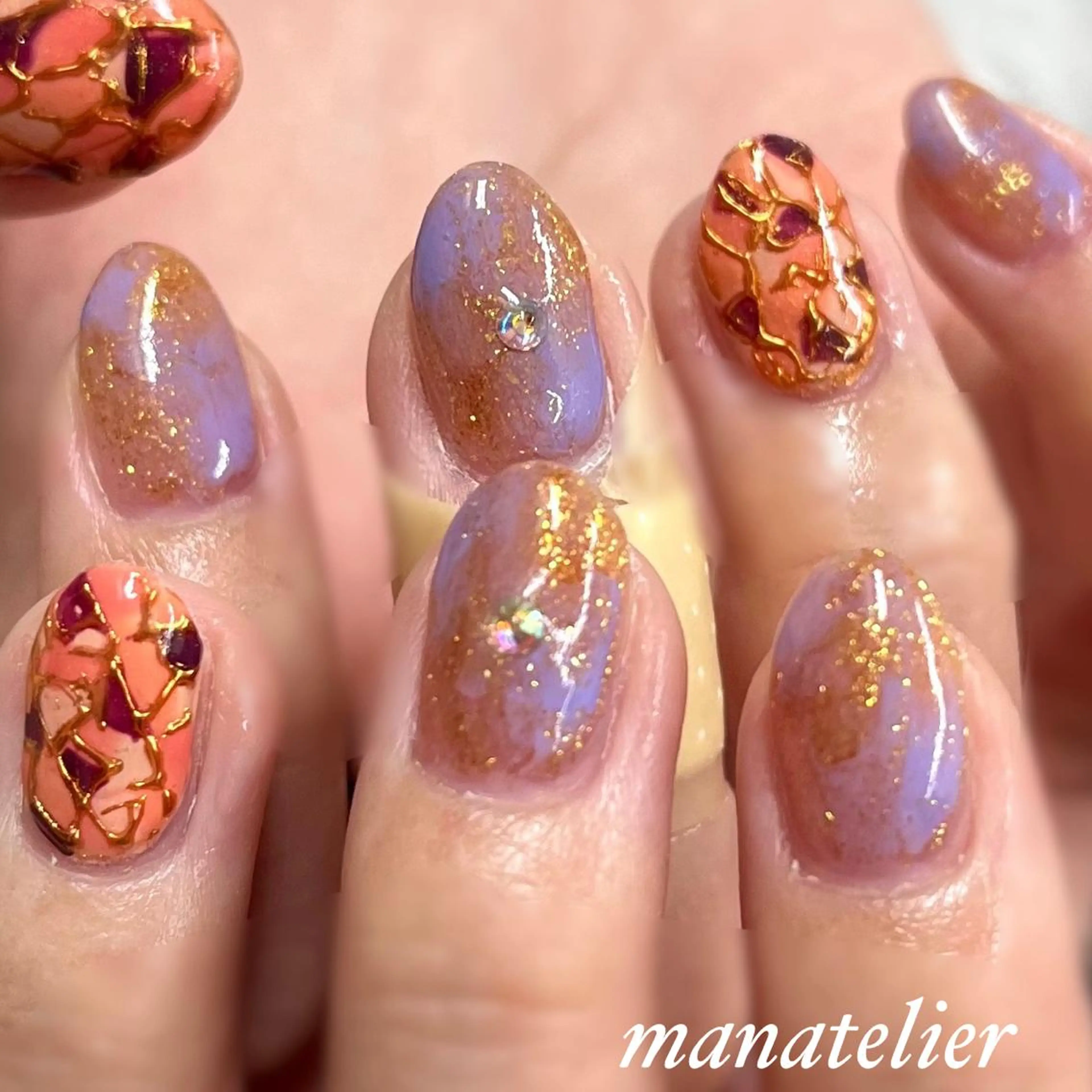 ネイル ミラーネイル ニュアンスネイル ハンドネイル manatelier マナトリエのネイルデザイン
