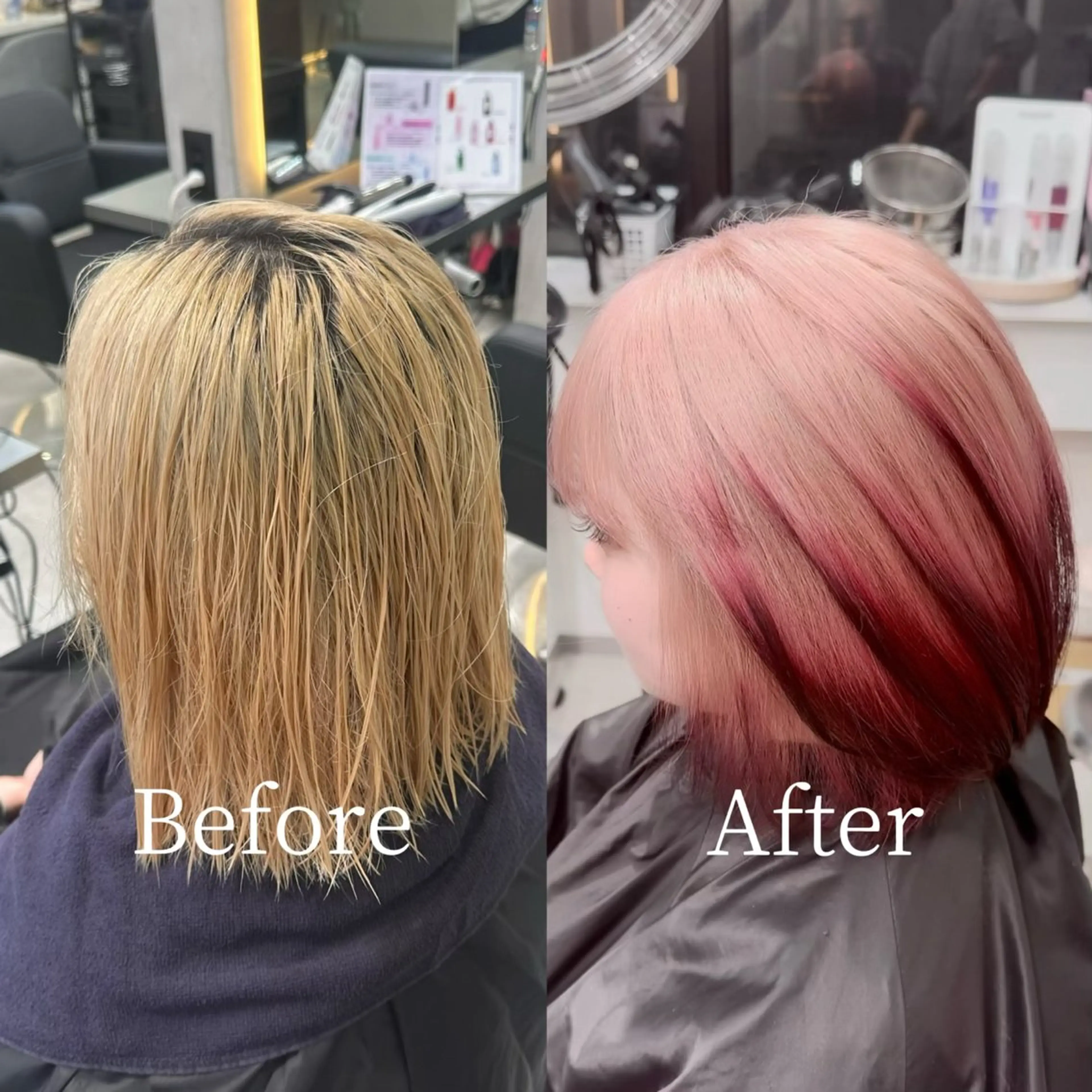 ショート カラー ピンクカラー レッドカラー カット ヘアカラー トリートメント せいせい/エクステ /ルーツカラーのヘアスタイル