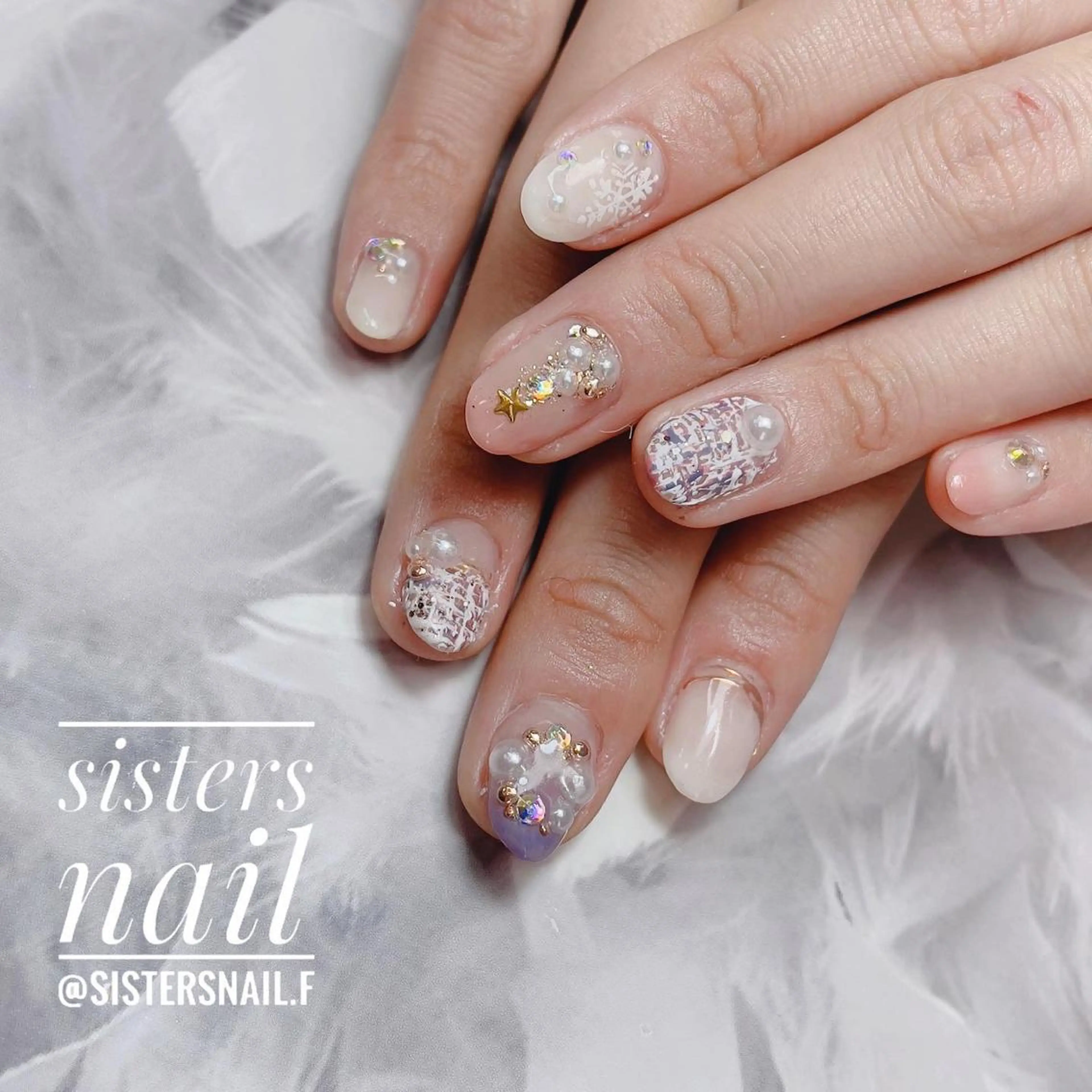 ネイル アートネイル ゴージャス キラキラネイル マットネイル ミラーネイル sisters nail.fのネイルデザイン