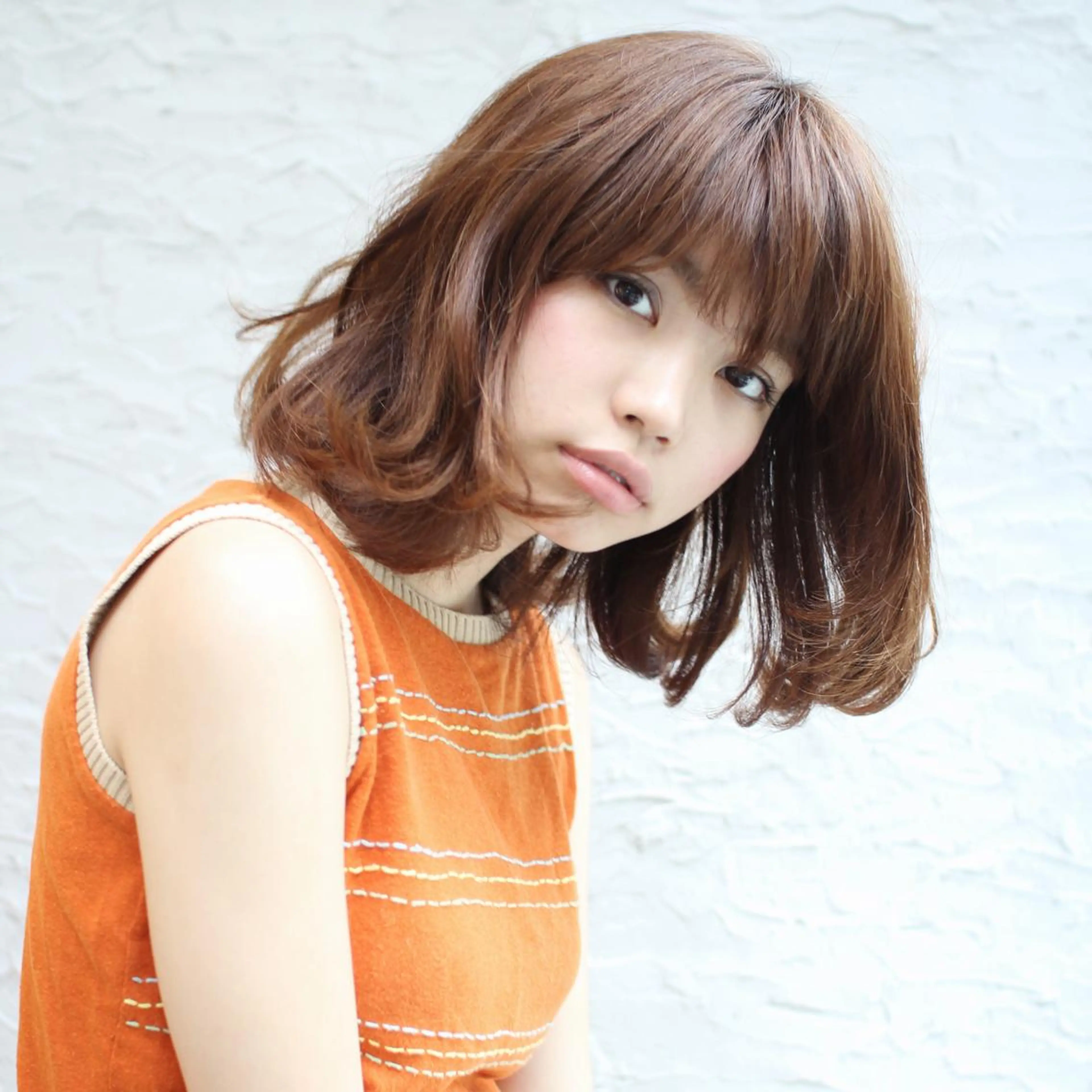 ミディアム ハイライト 髪質改善 小顔カット カット ヘアカラー トリートメント Endearing 銀座/レイヤーカットのヘアスタイル