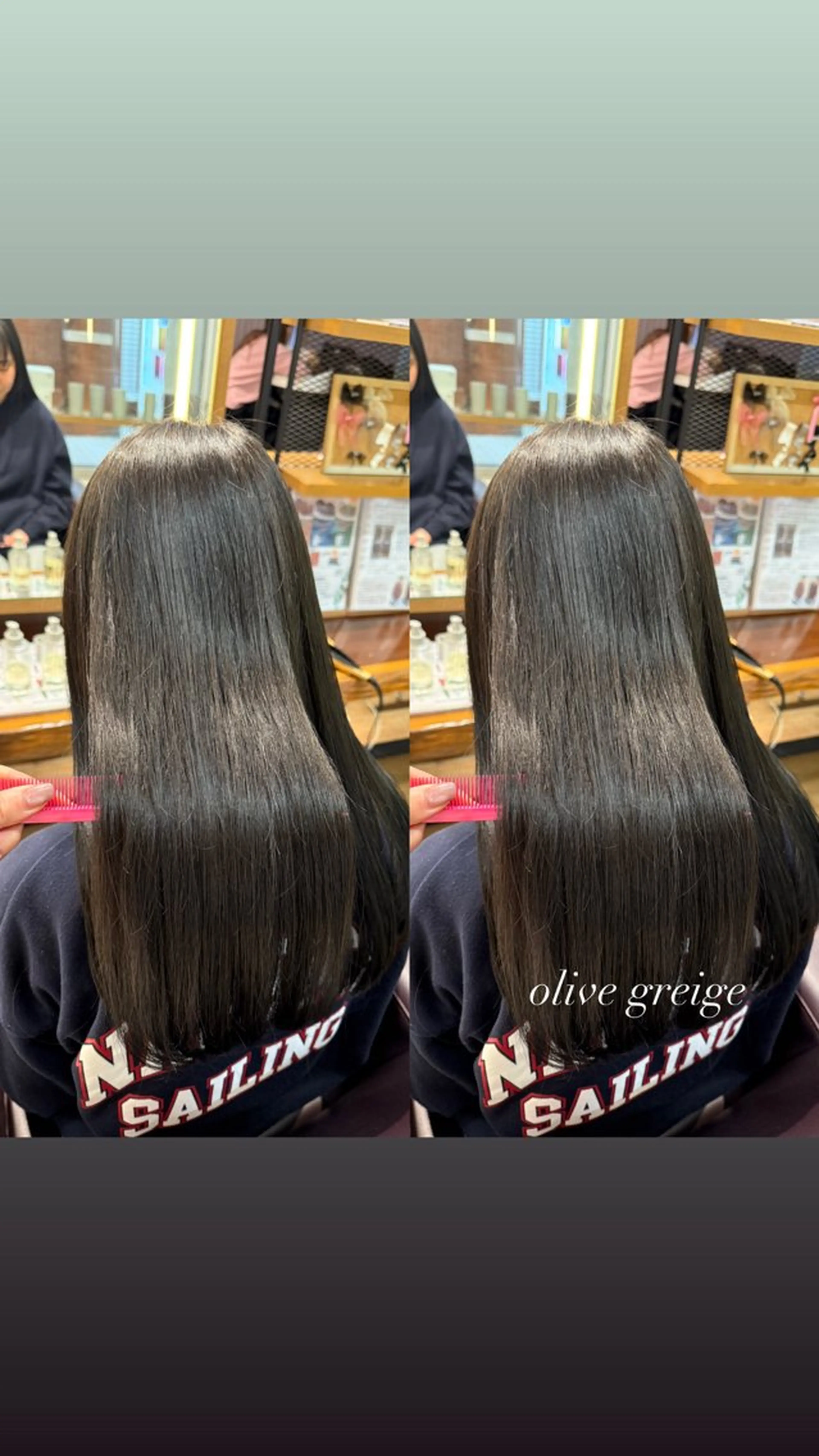 セミロング カラー 透明感カラー グレージュ オリーブグレージュ オリーブグレー カット ヘアカラー 暖色カラー/ ストレート/くるみのヘアスタイル