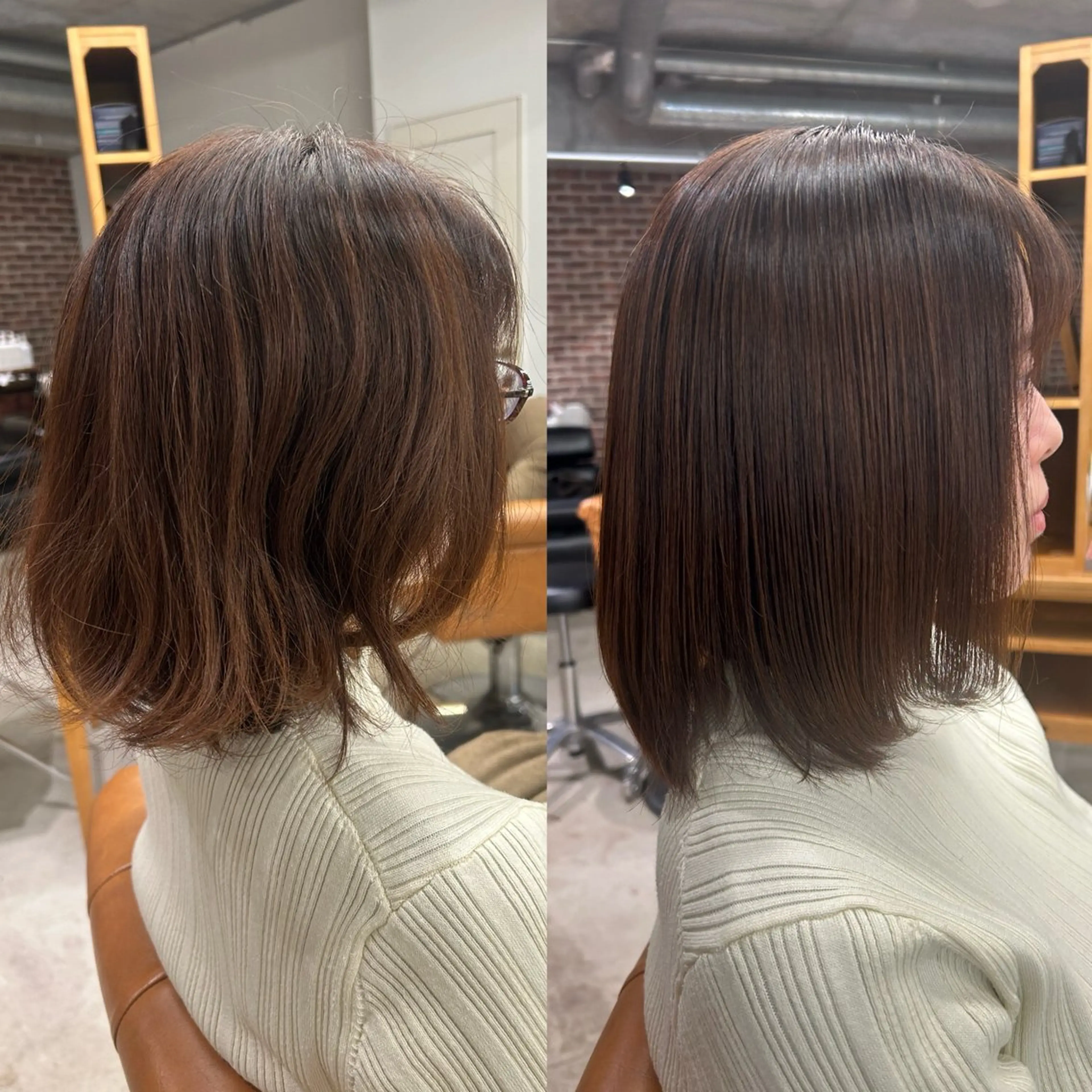 ミディアム パーマ 縮毛矯正 ストレートパーマ 🌼髪質改善/透明感 艶髪タケドミのヘアスタイル